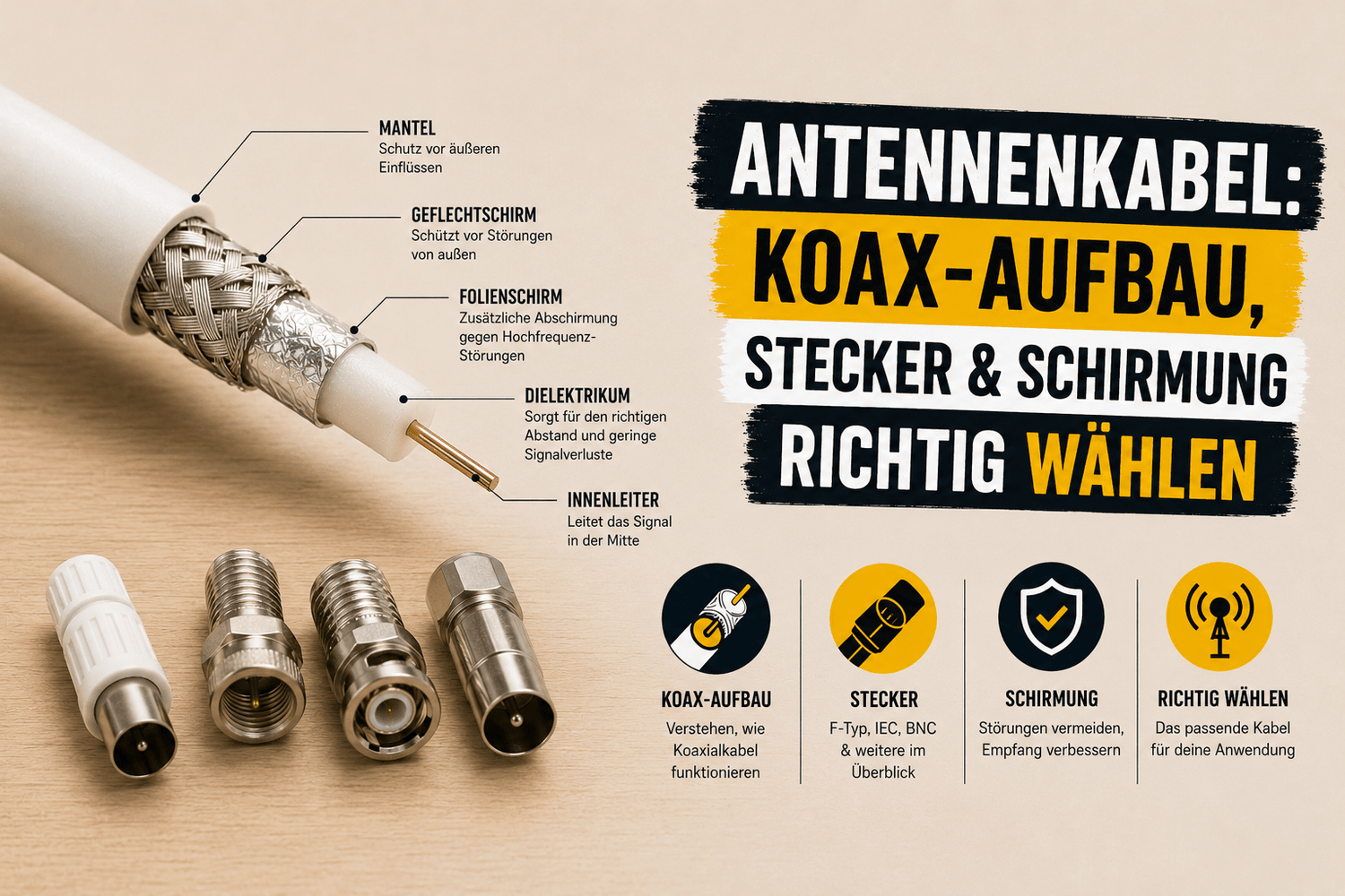 Antennenkabel: Koax-Aufbau, Stecker & Schirmung richtig wählen - Kabelkaufhaus