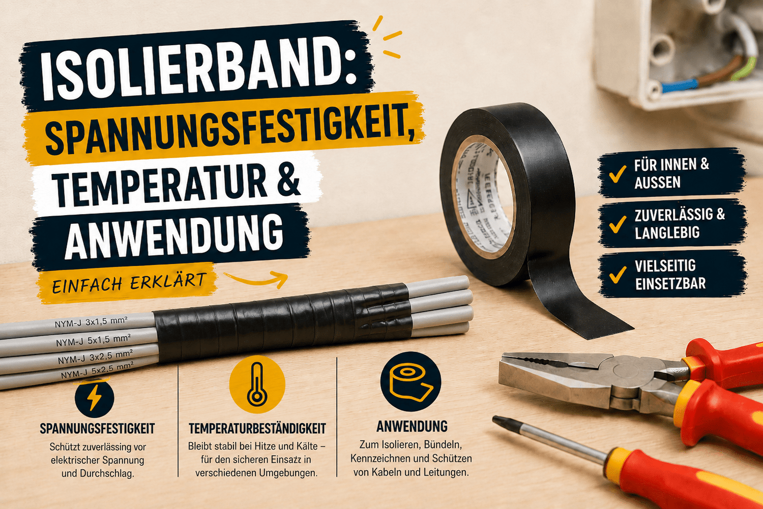 Isolierband: Spannungsfestigkeit, Temperatur & Anwendung - Kabelkaufhaus