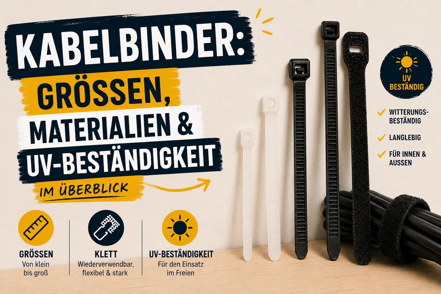 Kabelbinder: Größen, Materialien & UV-Beständigkeit im Überblick - Kabelkaufhaus