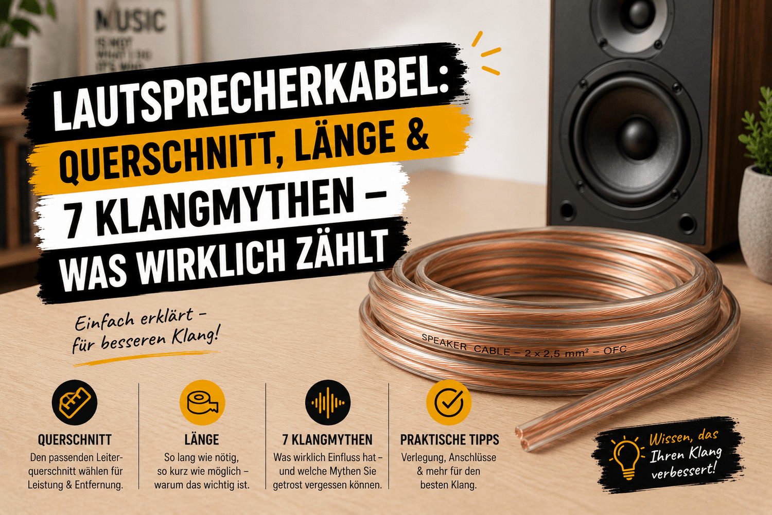 Lautsprecherkabel: Querschnitt, Länge & 7 Klangmythen — was wirklich zählt - Kabelkaufhaus
