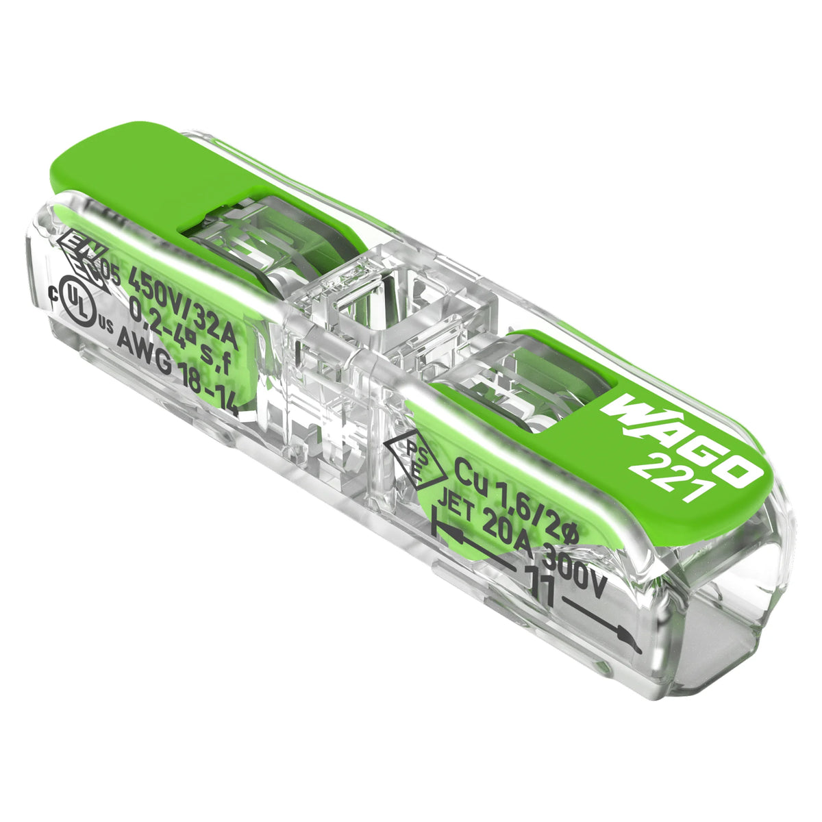 Durchgangsverbinder mit Hebel Serie 221, 0,2–4 mm², 450 V / 32 A
