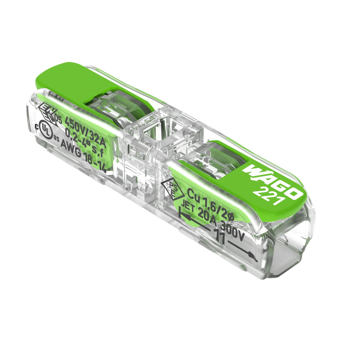 Durchgangsverbinder mit Hebel Serie 221, 0,2–4 mm², 450 V / 32 A