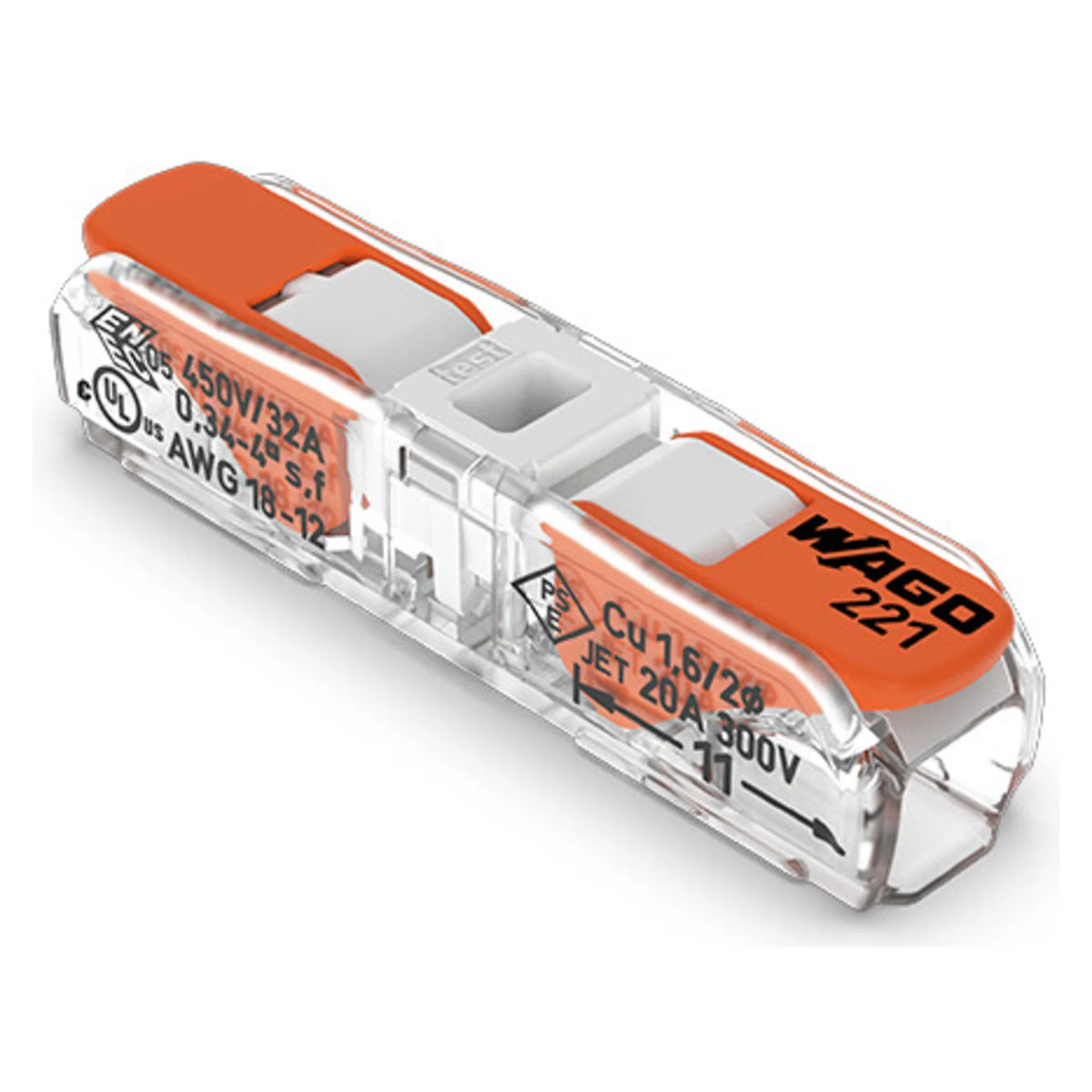 Durchgangsverbinder mit Hebel Serie 221, 0,2–4 mm², 450 V / 32 A