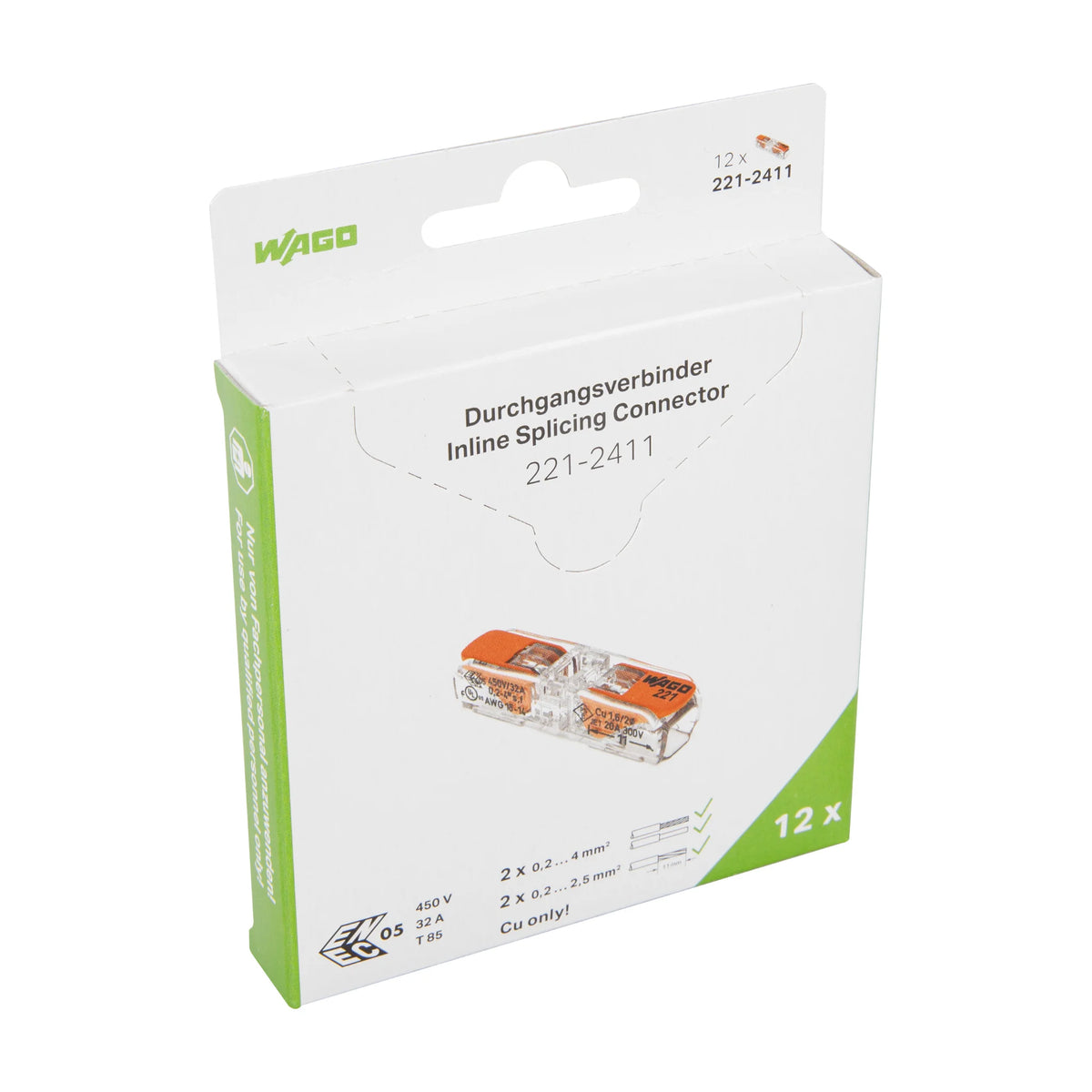Durchgangsverbinder mit Hebel Serie 221, 0,2–4 mm², 450 V / 32 A