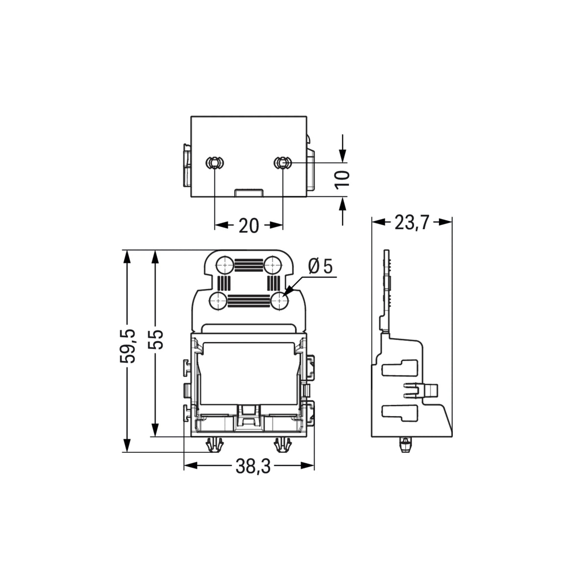 Befestigungsadapter Serie 221 mit Rastfuß oder für Tragschiene 15/35