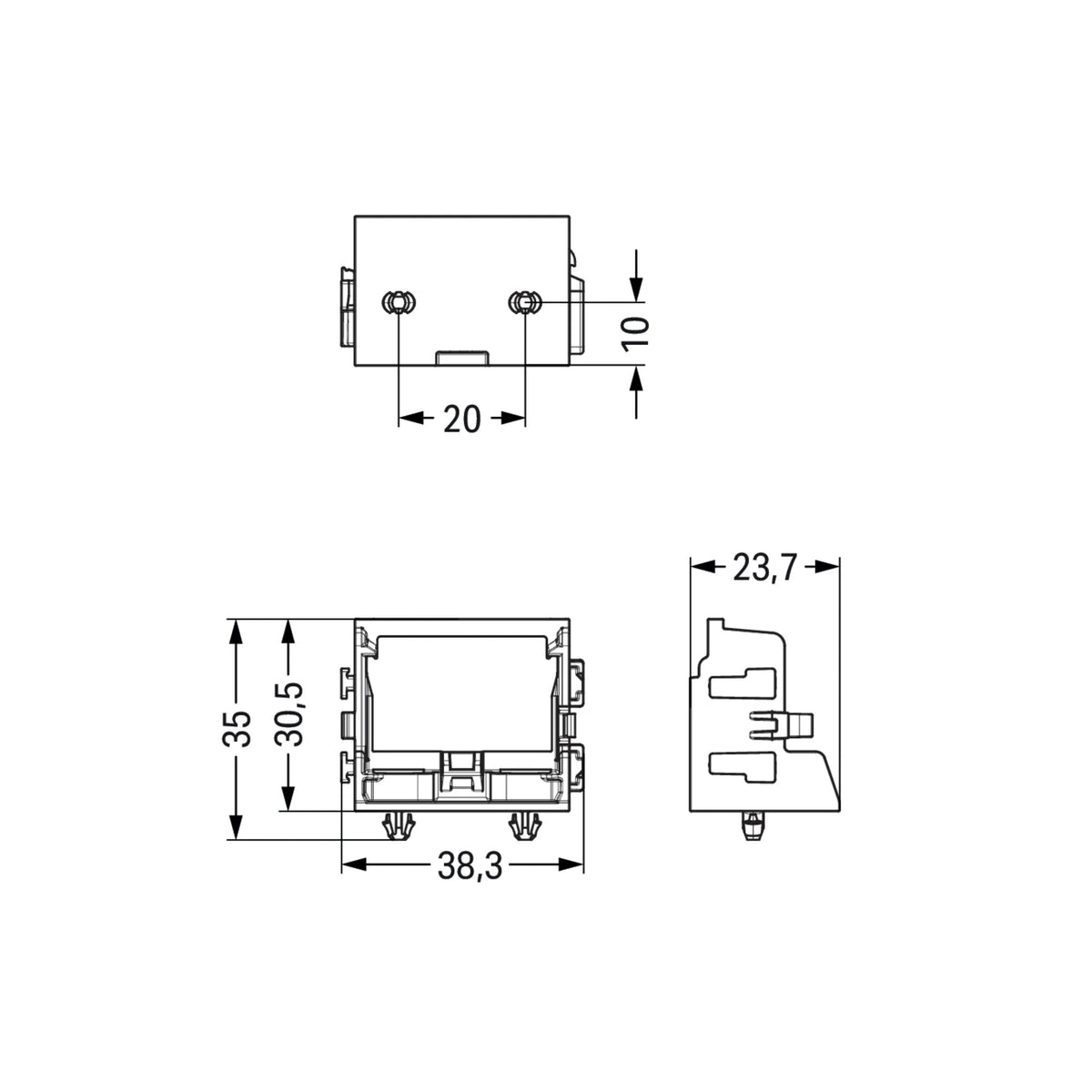 Befestigungsadapter Serie 221 mit Rastfuß oder für Tragschiene 15/35