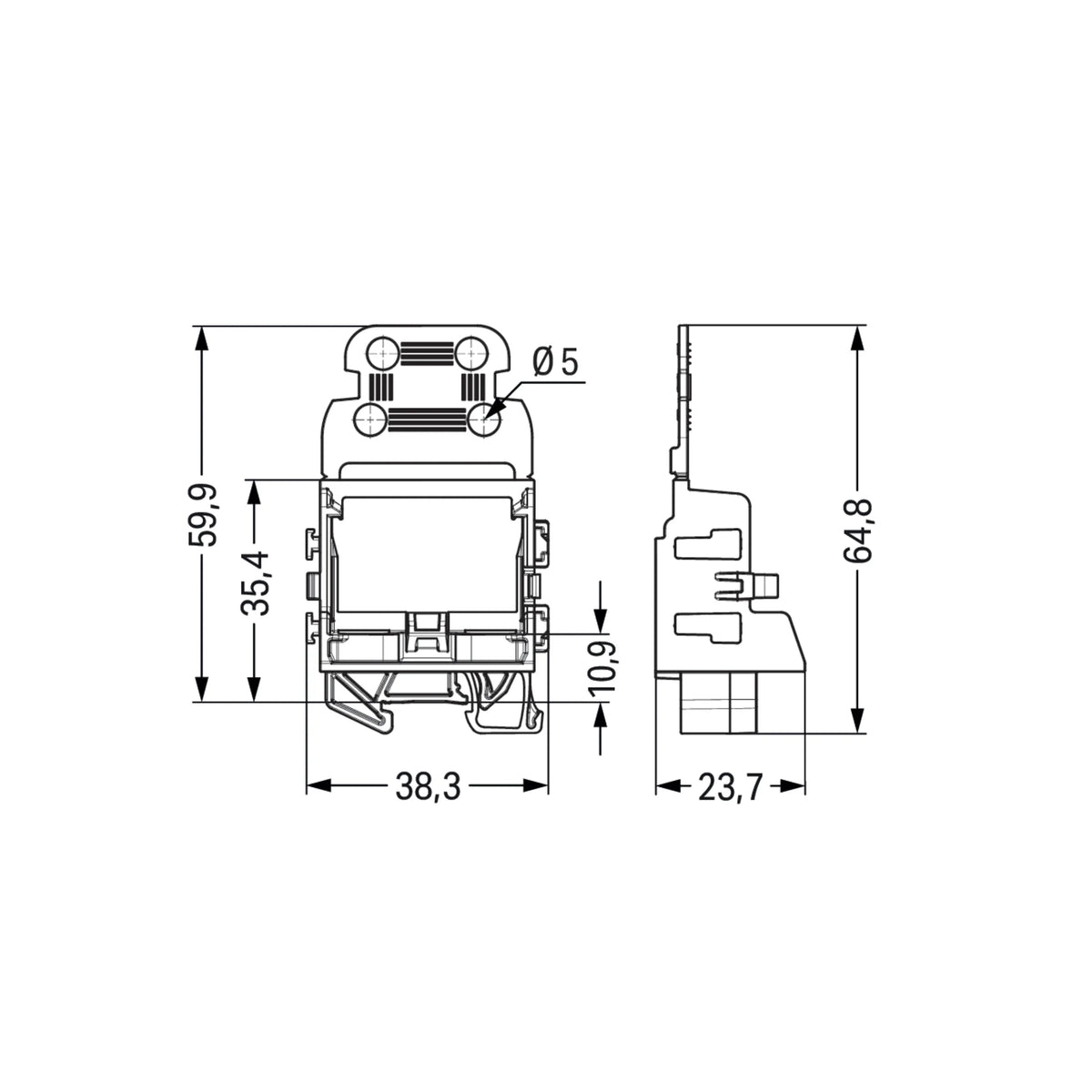 Befestigungsadapter Serie 221 mit Rastfuß oder für Tragschiene 15/35