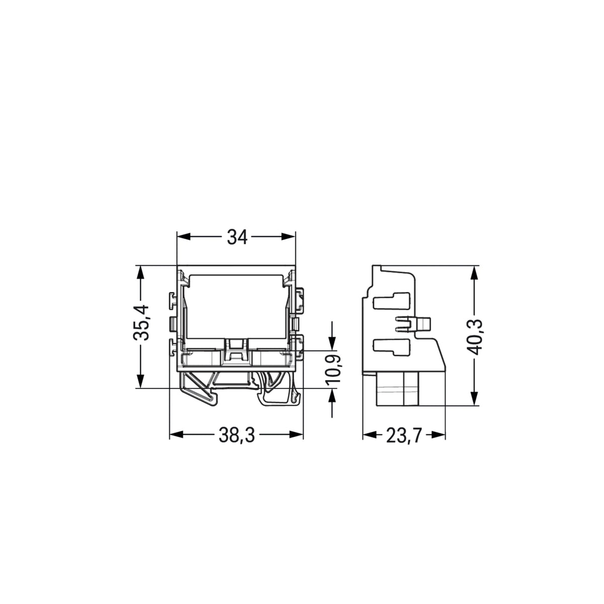 Befestigungsadapter Serie 221 mit Rastfuß oder für Tragschiene 15/35