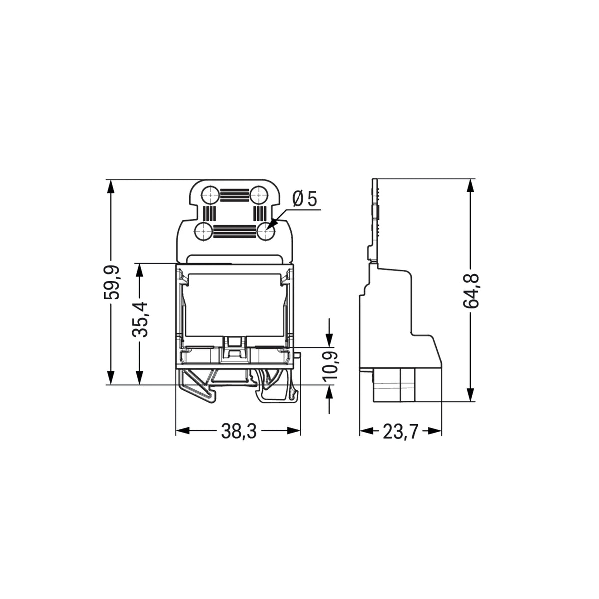 Befestigungsadapter Serie 221 mit Rastfuß oder für Tragschiene 15/35