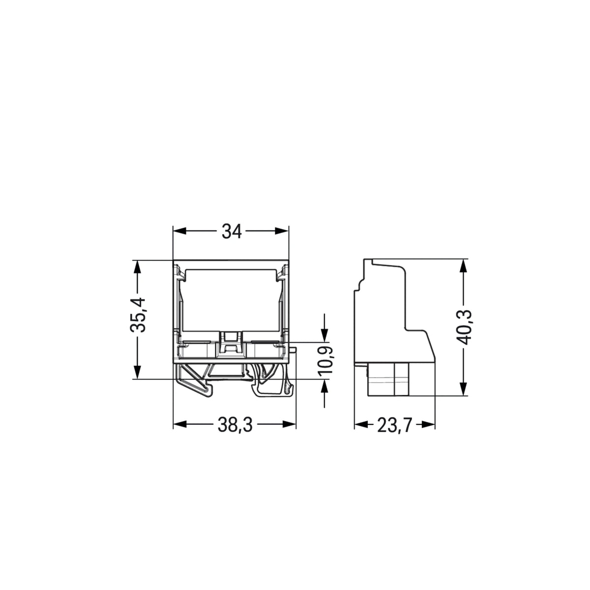 Befestigungsadapter Serie 221 mit Rastfuß oder für Tragschiene 15/35