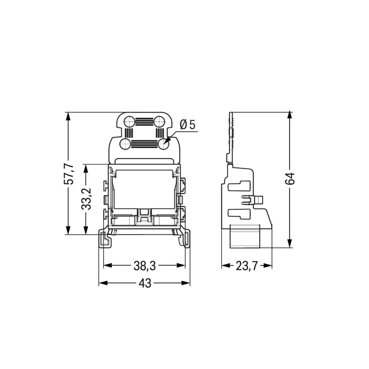 Befestigungsadapter Serie 221 mit Rastfuß oder für Tragschiene 15/35