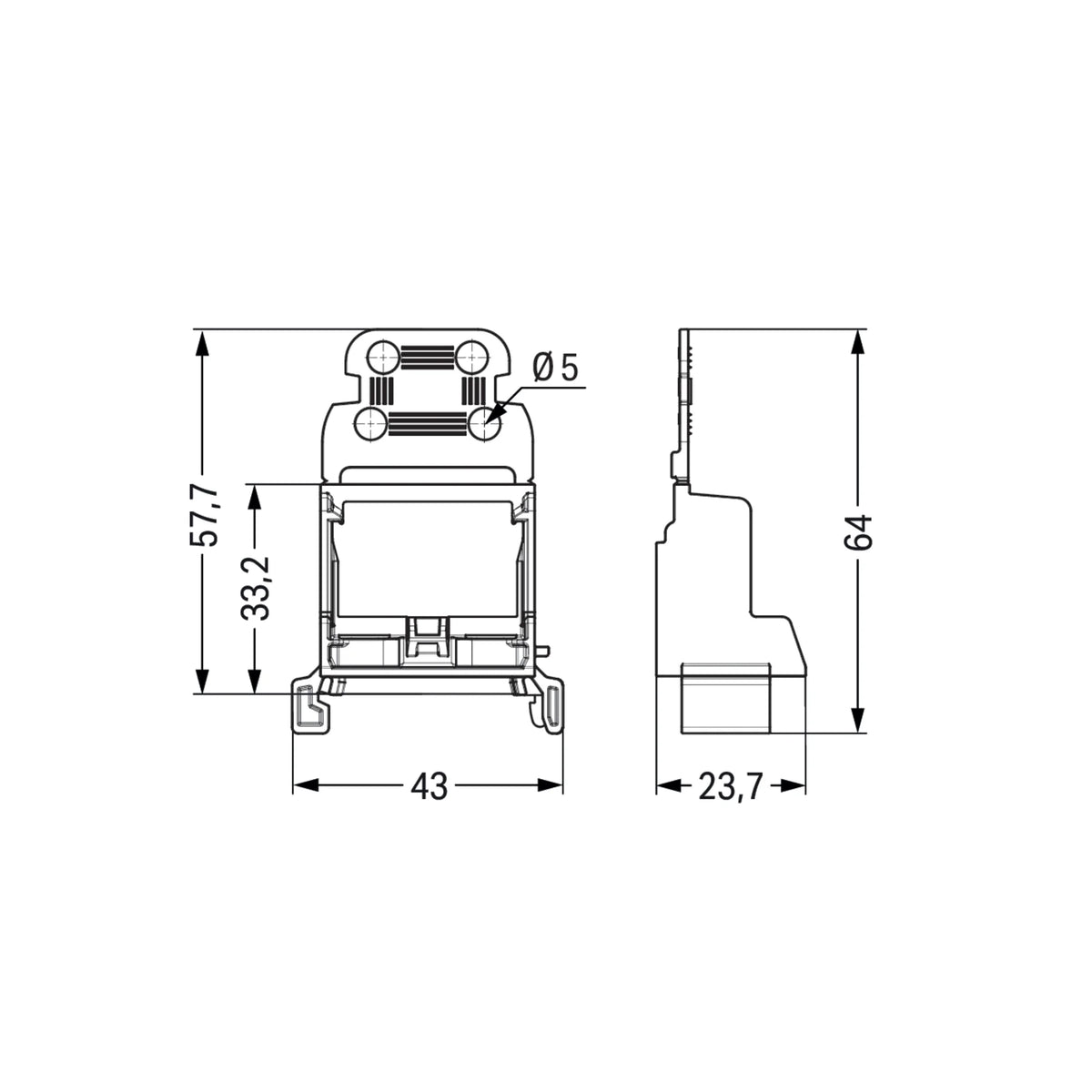 Befestigungsadapter Serie 221 mit Rastfuß oder für Tragschiene 15/35