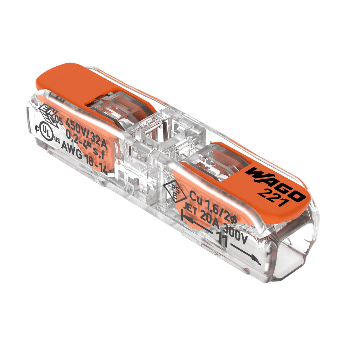 Durchgangsverbinder mit Hebel Serie 221, 0,2–4 mm², 450 V / 32 A