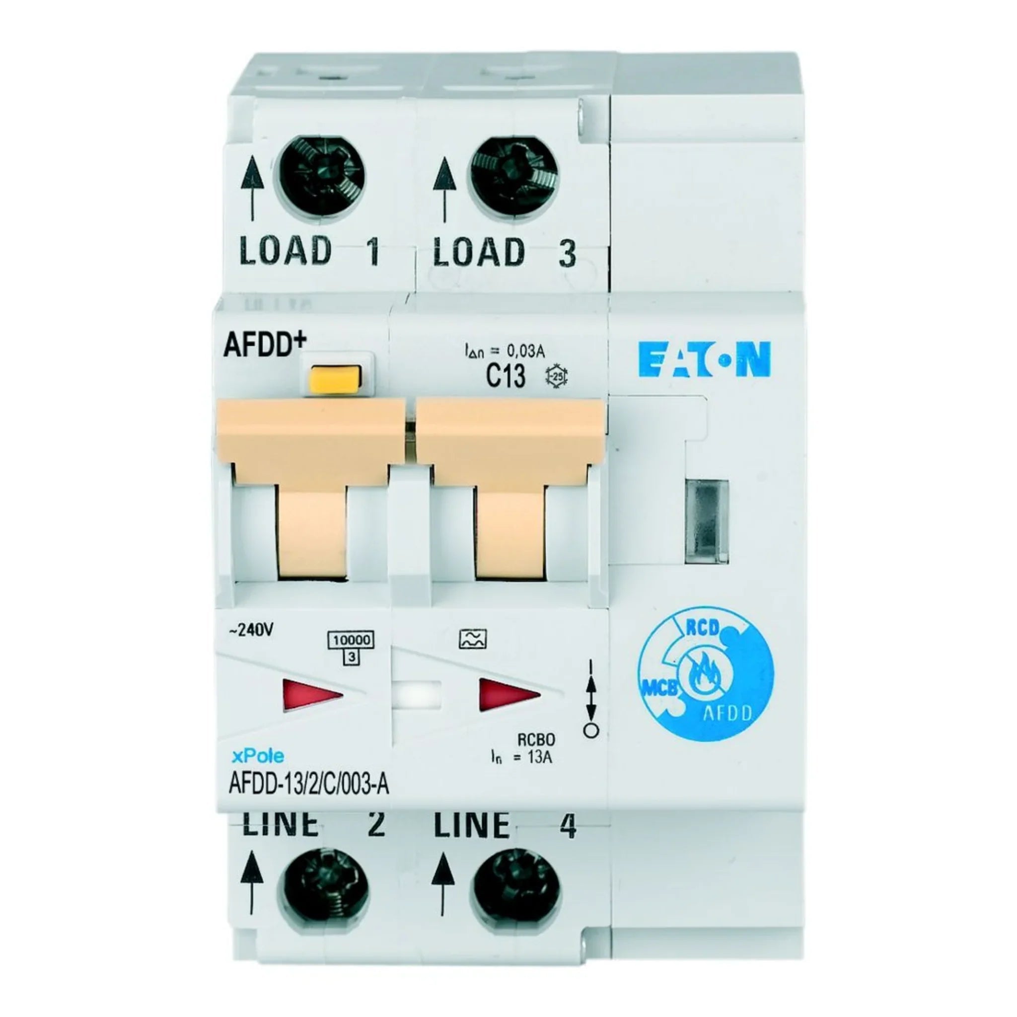 Brandschutzschalter mit FI/LS AFDD 2P Typ A 10 kA – Produktbild Vorderseite