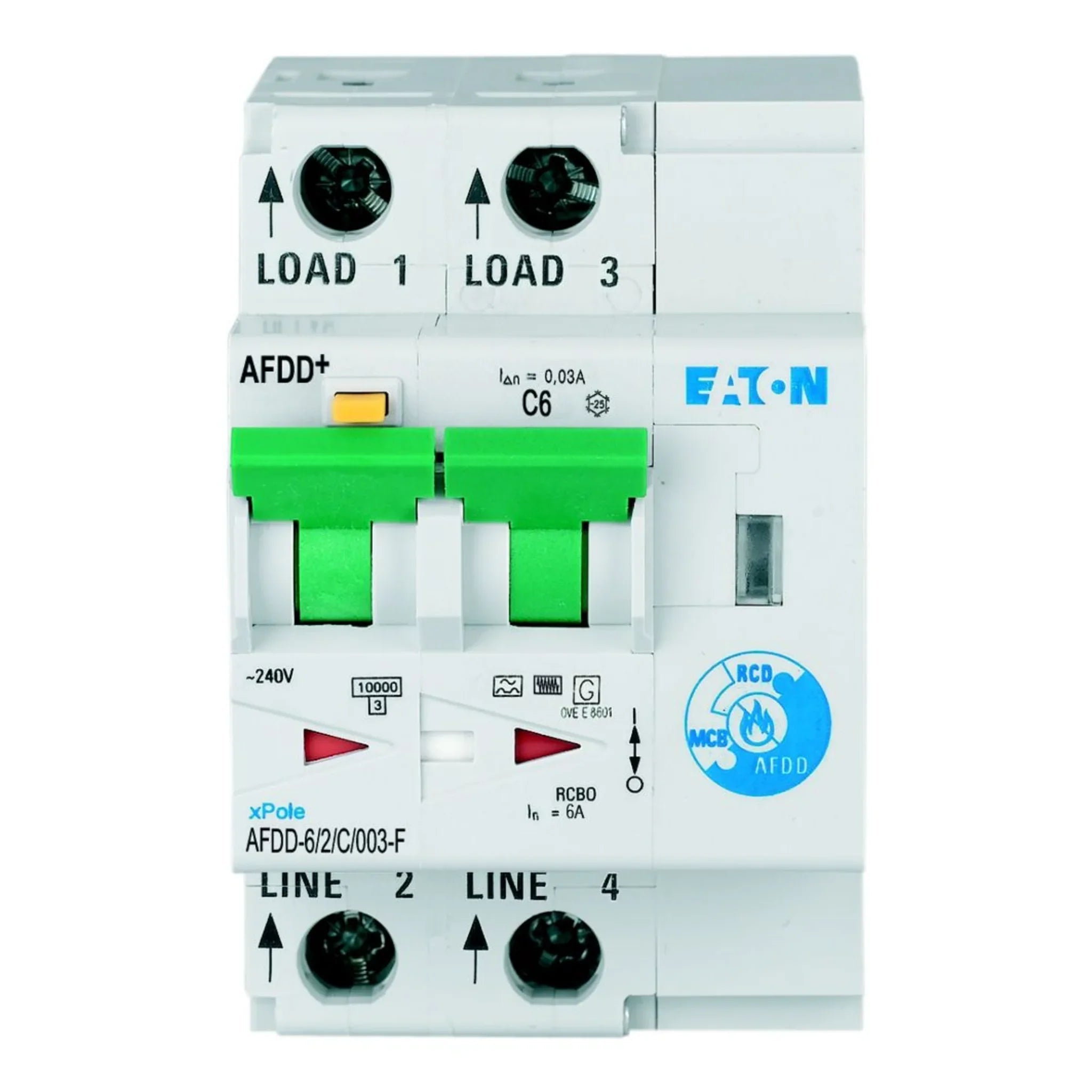 Brandschutzschalter mit FI/LS AFDD 2P Typ F 10 kA – Produktbild Vorderseite