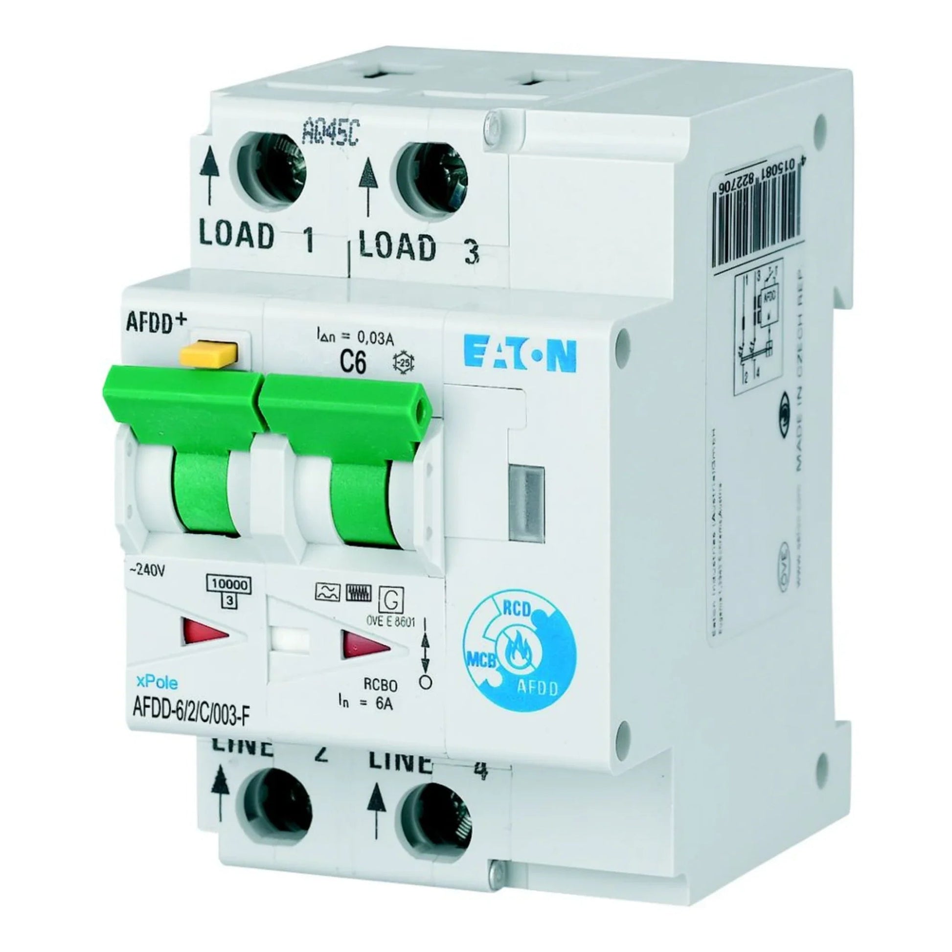 Brandschutzschalter mit FI/LS AFDD 2P Typ F 10 kA – Produktbild