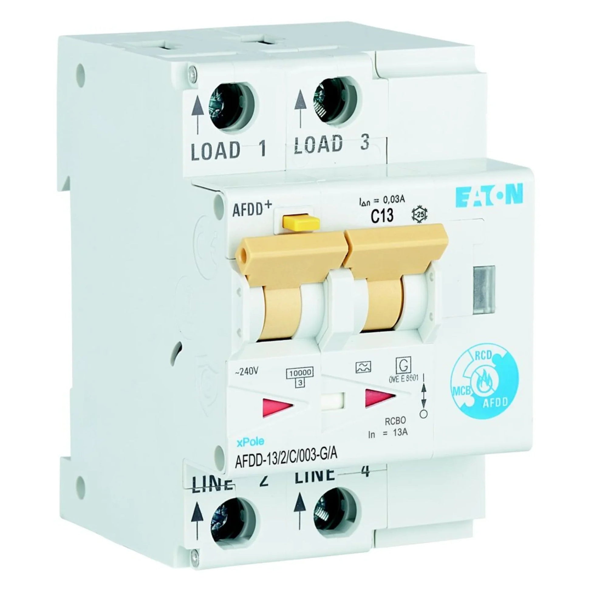 Brandschutzschalter mit FI/LS AFDD 2P Typ G/A 10 kA – Produktbild Ansicht links