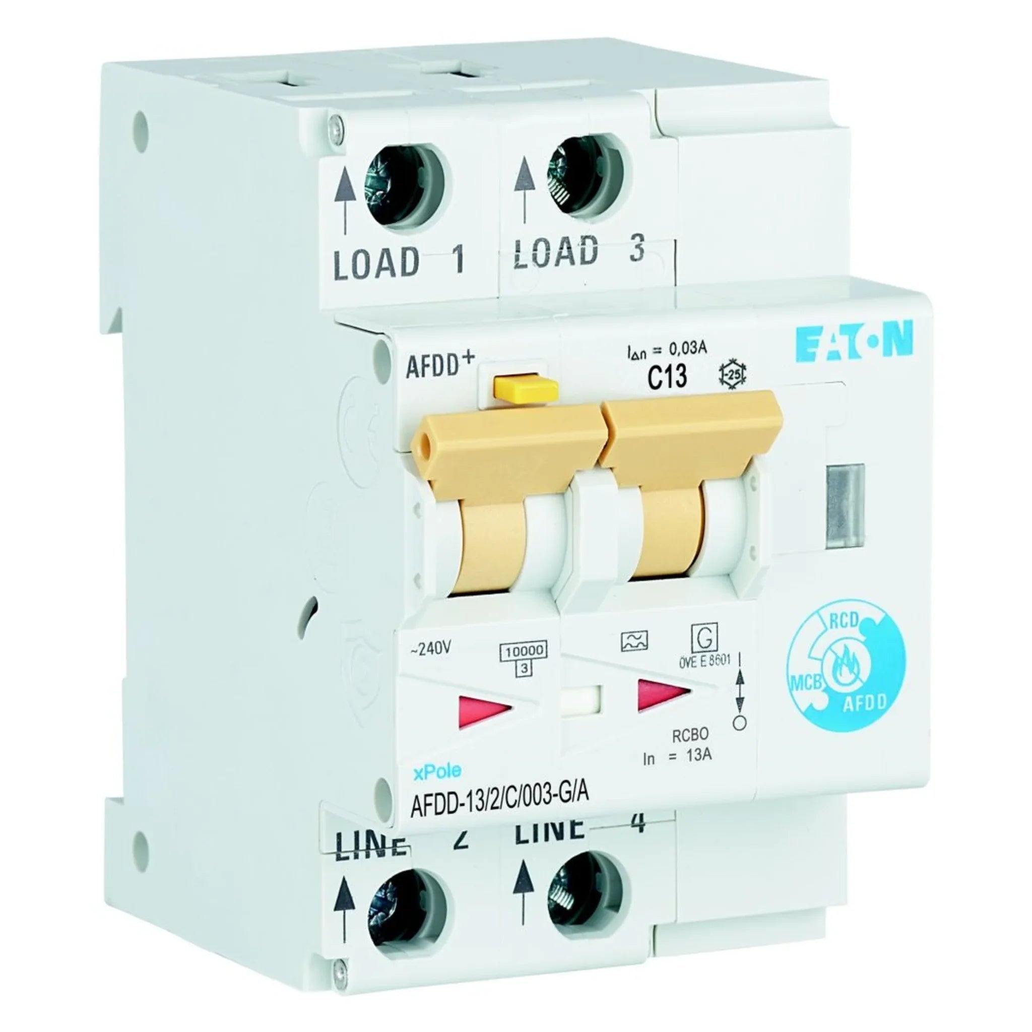 Brandschutzschalter mit FI/LS AFDD 2P Typ G/A 10 kA – Produktbild Ansicht links