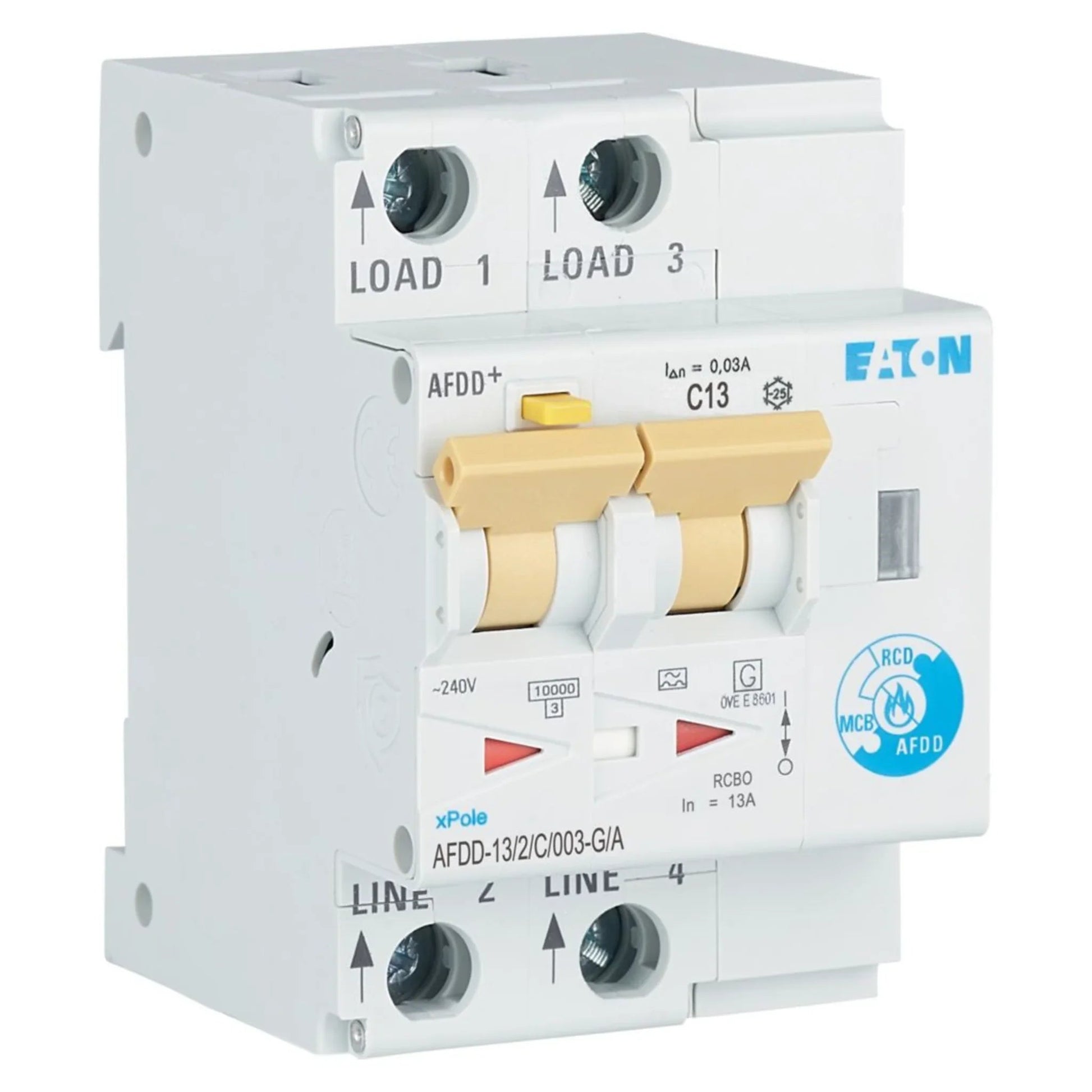 Brandschutzschalter mit FI/LS AFDD 2P Typ G/A 10 kA – Produktbild Ansicht links