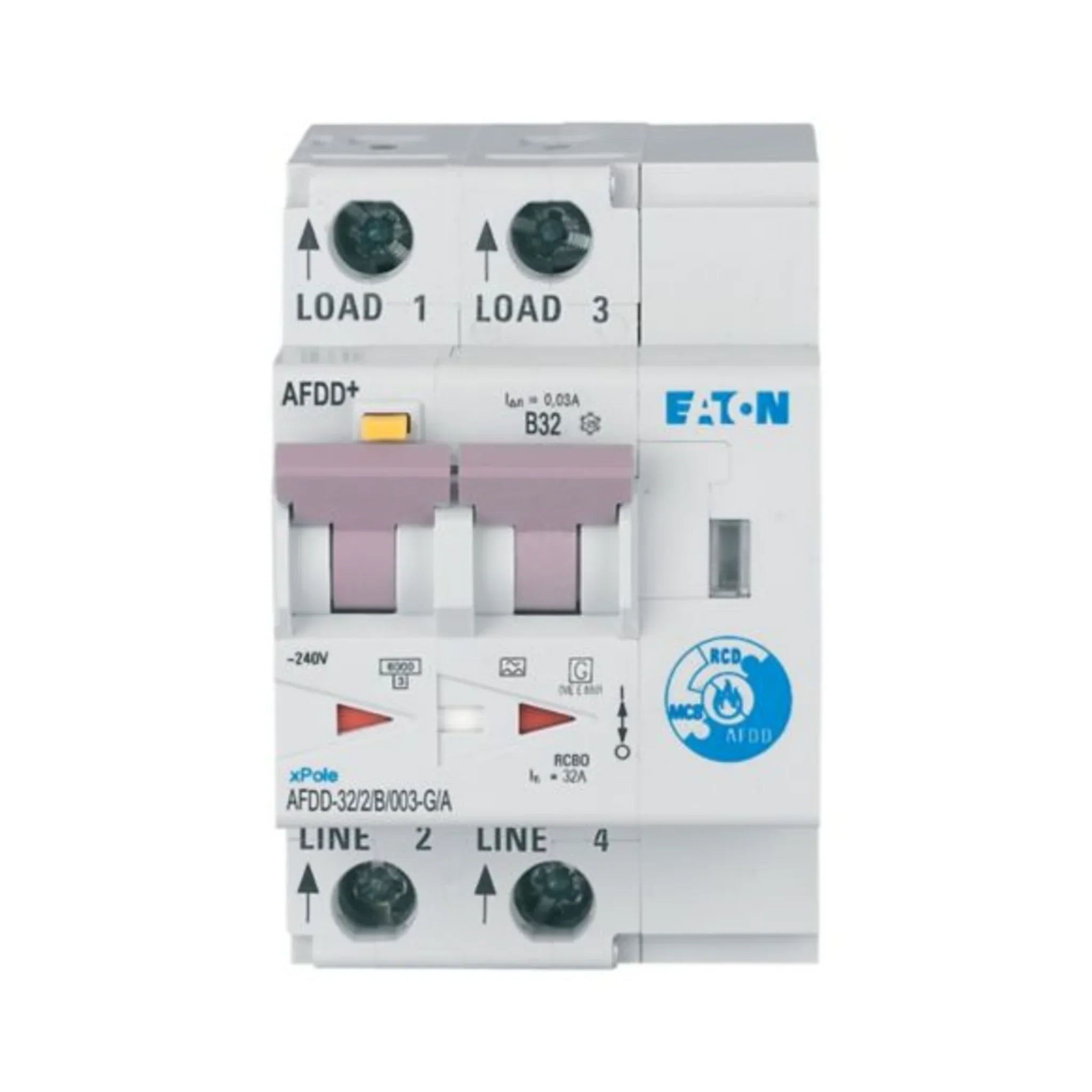 Brandschutzschalter mit FI/LS AFDD 2P Typ G/A 6 kA – Produktbild Vorderseite