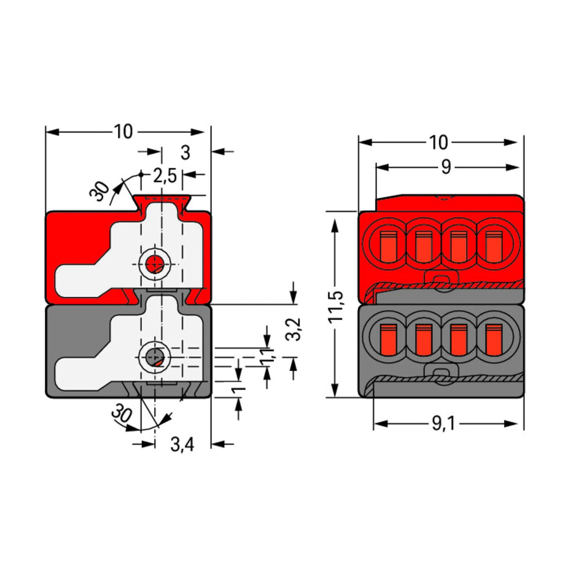 Busankoppler-Klemme für KNX Serie 243, 2-polig, Leiter Ø 0,6–0,8 mm von WAGO Klemmen bei Kabelkaufhaus - 4044918441407 - 243-212 - Steckklemme