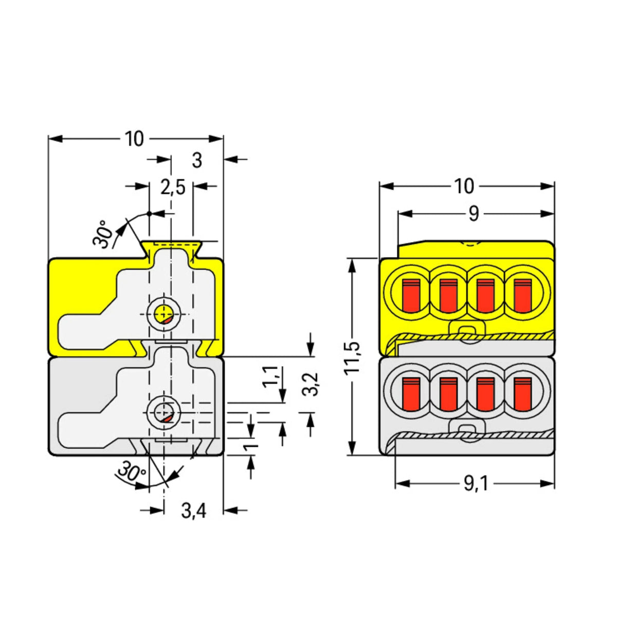 Busankoppler-Klemme für KNX Serie 243, 2-polig, Leiter Ø 0,6–0,8 mm von WAGO Klemmen bei Kabelkaufhaus - 4044918441407 - 243-212 - Steckklemme