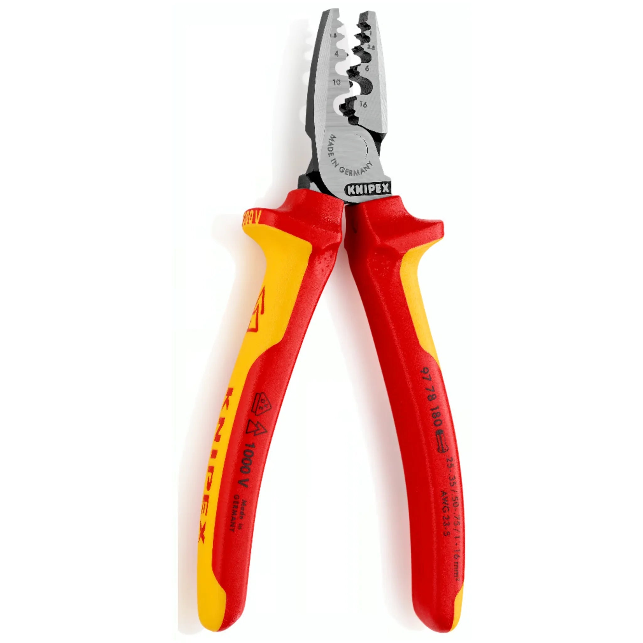 Crimpzange für Aderendhülsen 0,25 - 16,0mm² - Knipex 9778180 von Knipex bei Kabelkaufhaus - 4003773072003 - 9778180 - Crimpzange