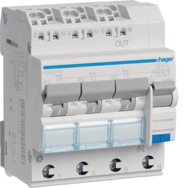 FI/LS-Schalter ADZ 3P+N Typ A 6 kA – Produktbild