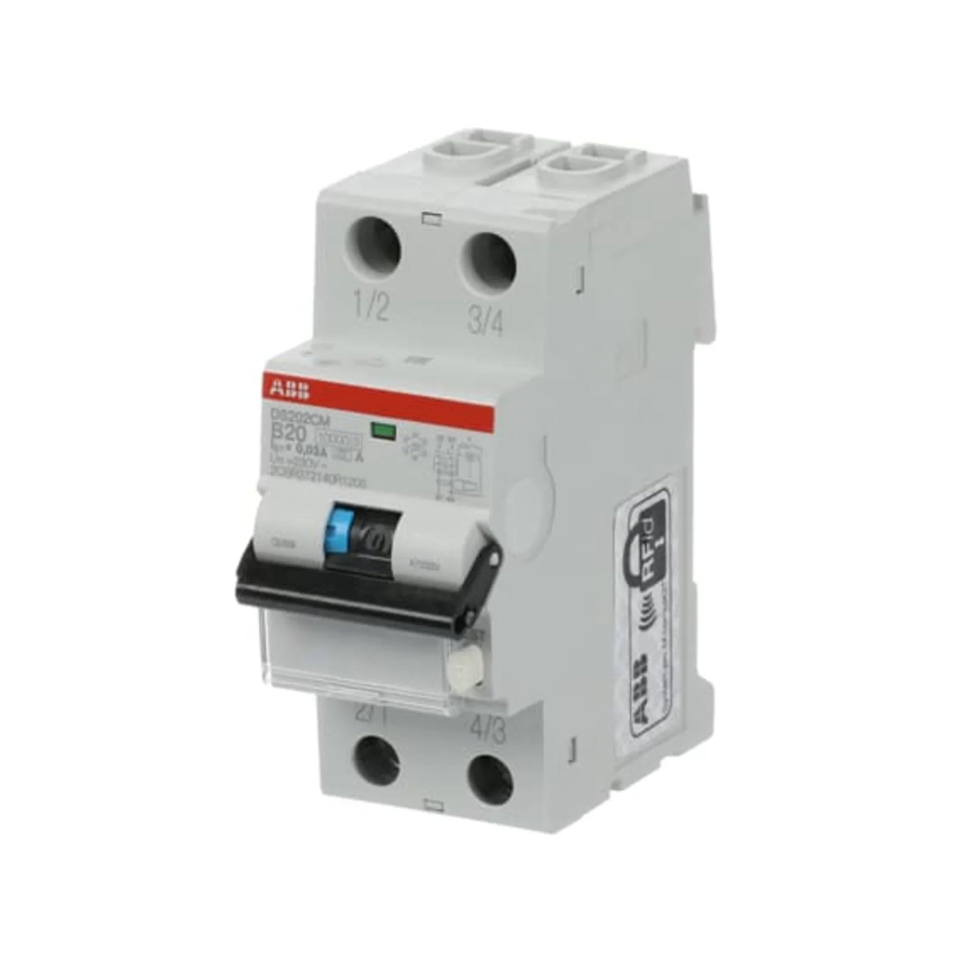 FI/LS-Schalter DS202C M 2P Typ A 10 kA – Produktbild Ansicht rechts