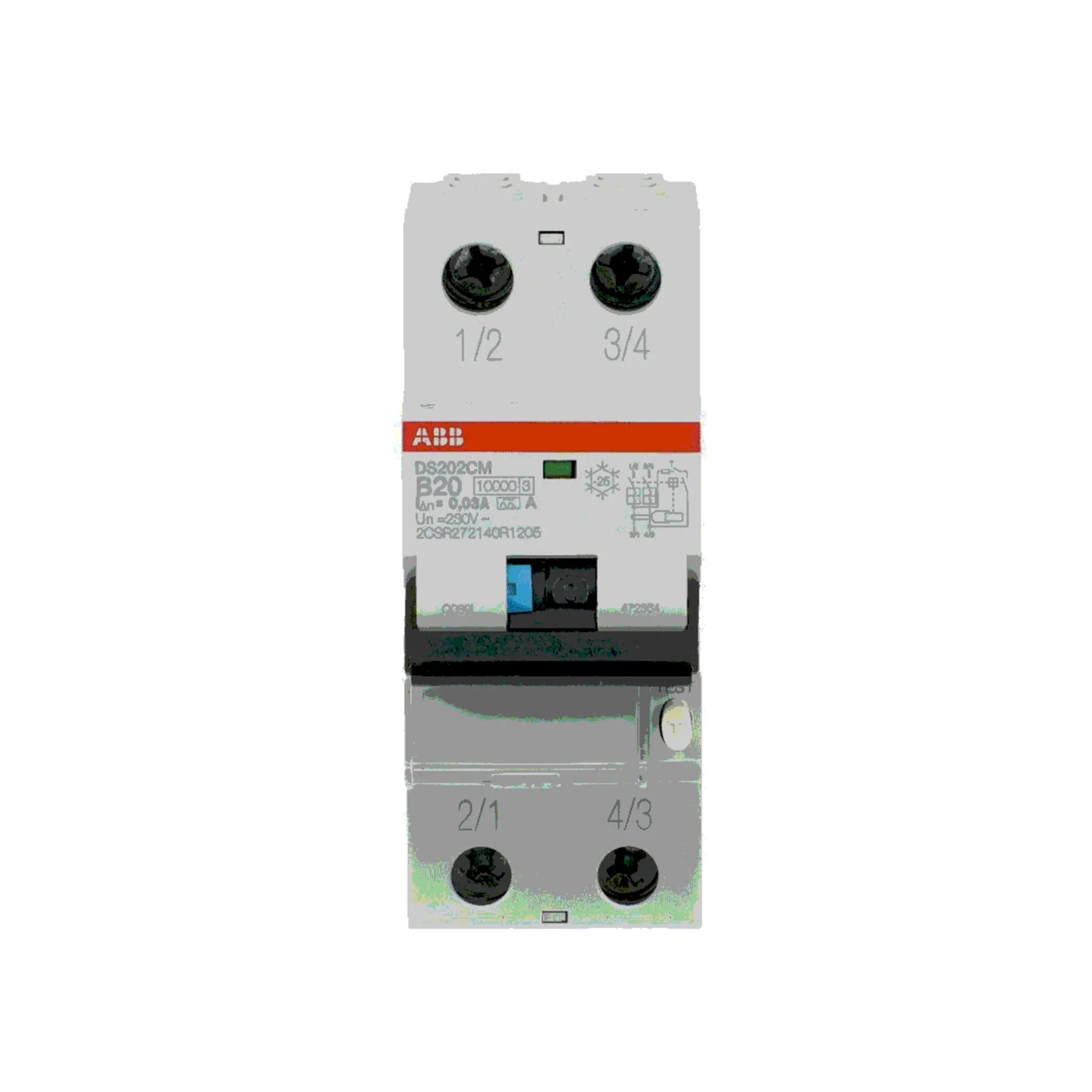 FI/LS-Schalter DS202C M 2P Typ A 10 kA – 360° Ansicht