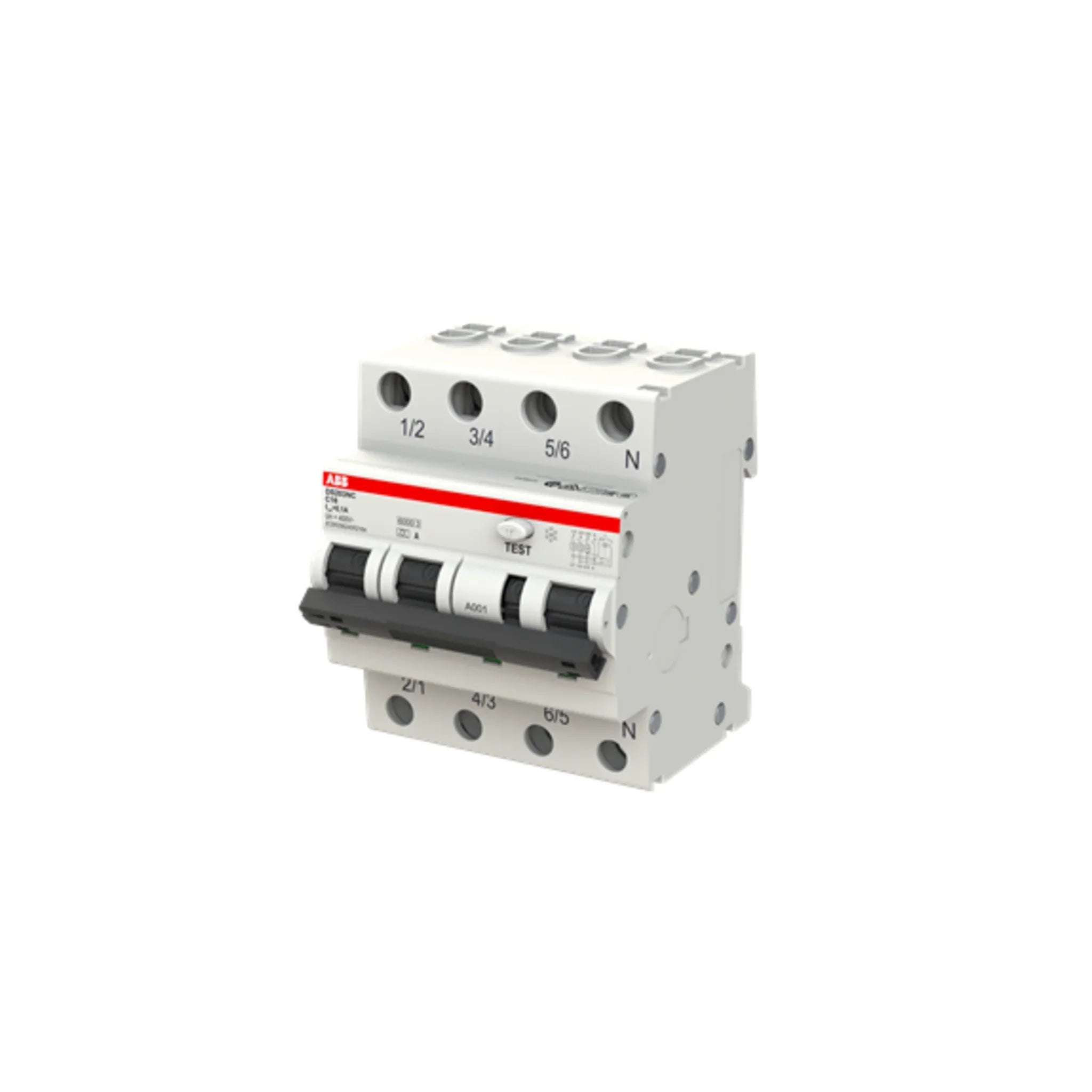 FI/LS-Schalter DS203NC 3P+N Typ A 6 kA, S (selektiv) – Produktbild Ansicht rechts
