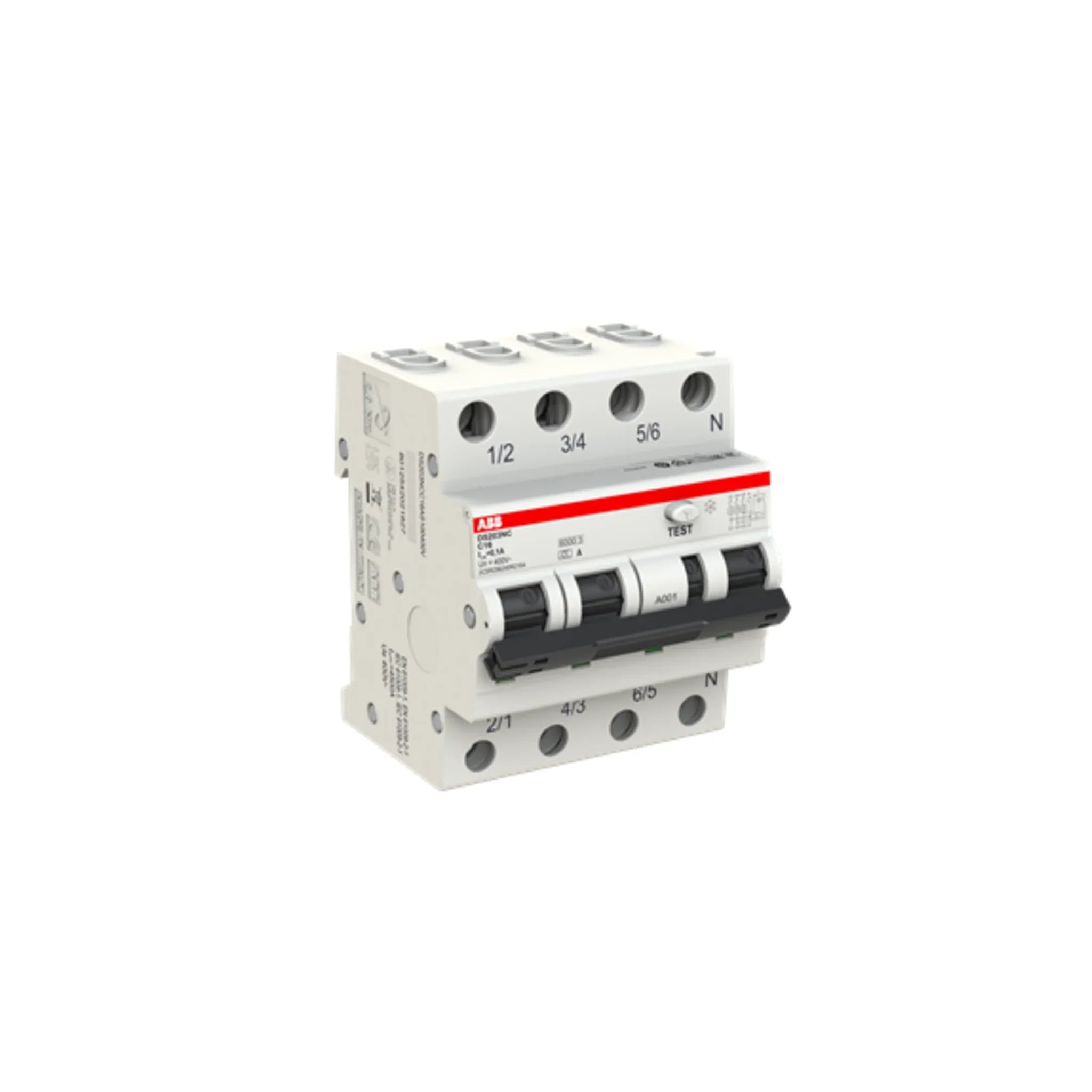 FI/LS-Schalter DS203NC 3P+N Typ A 6 kA, S (selektiv) – Produktbild Ansicht links