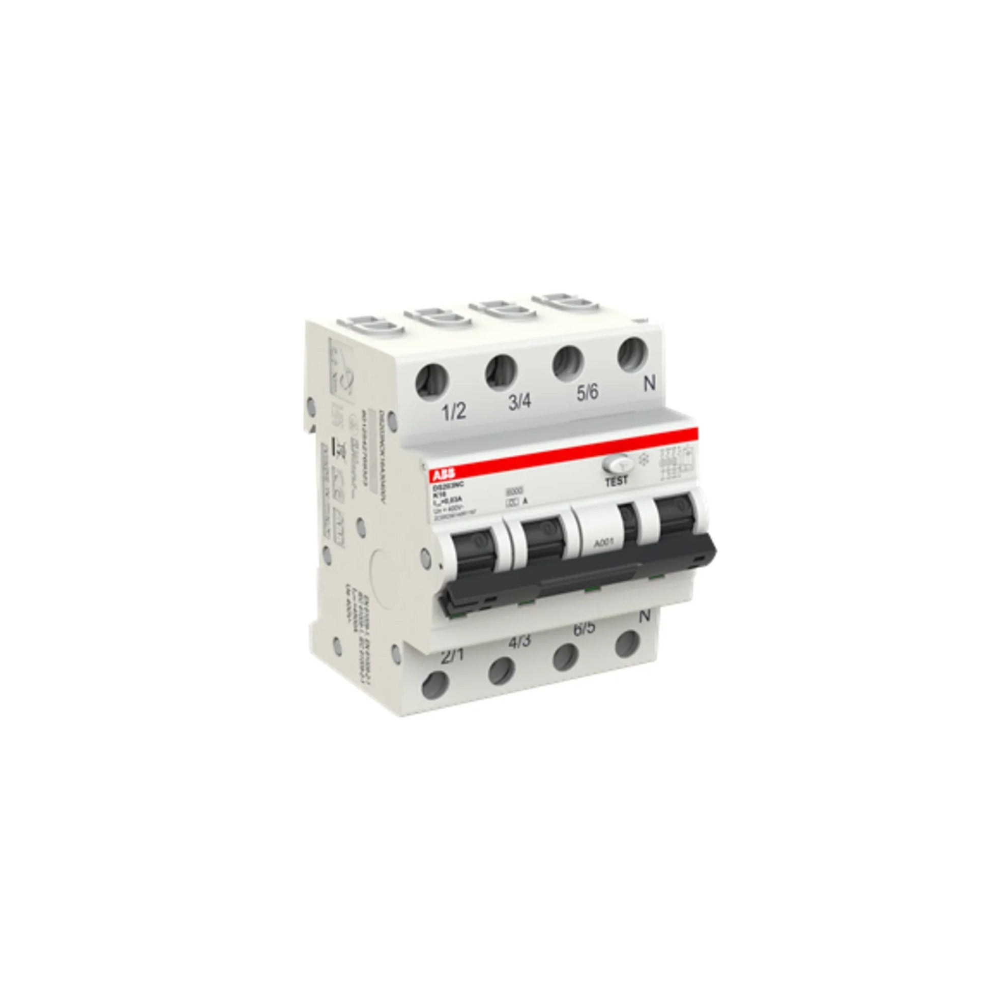 FI/LS-Schalter DS203NC 3P+N Typ A 6 kA – Produktbild Ansicht links