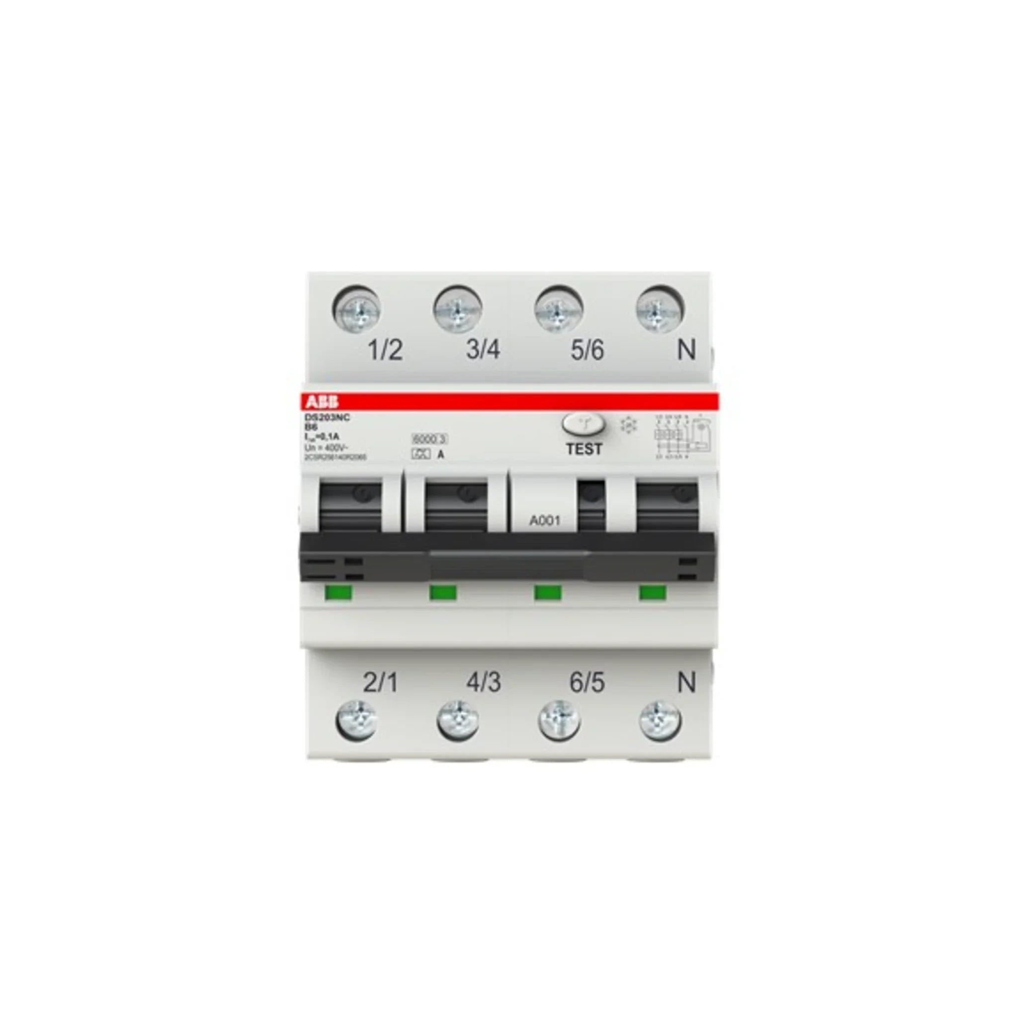 FI/LS-Schalter DS203NC 3P+N Typ A 6 kA - ABB - Kabelkaufhaus