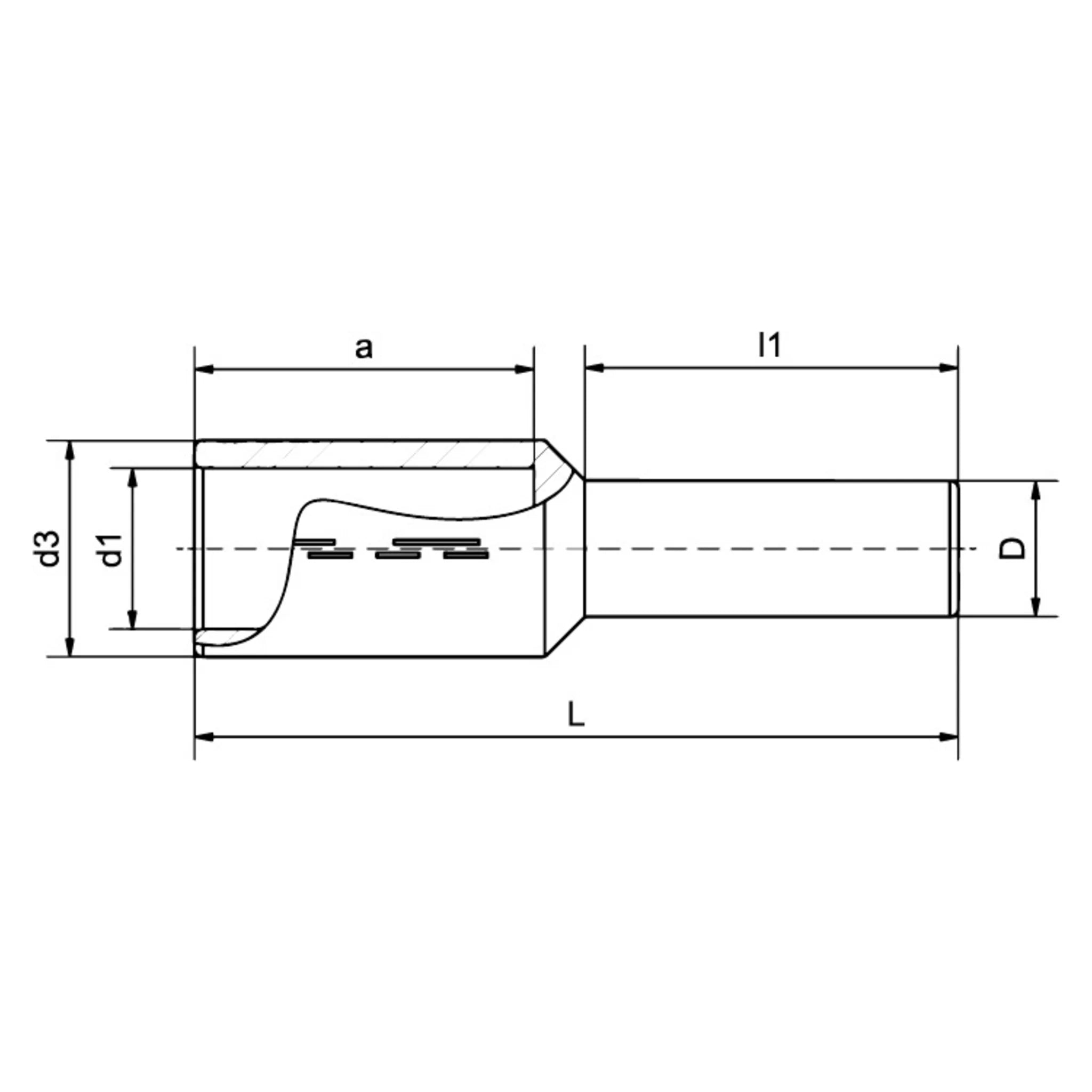 Strichzeichnung Endverbinder unisoliert Intercable Tools 182310