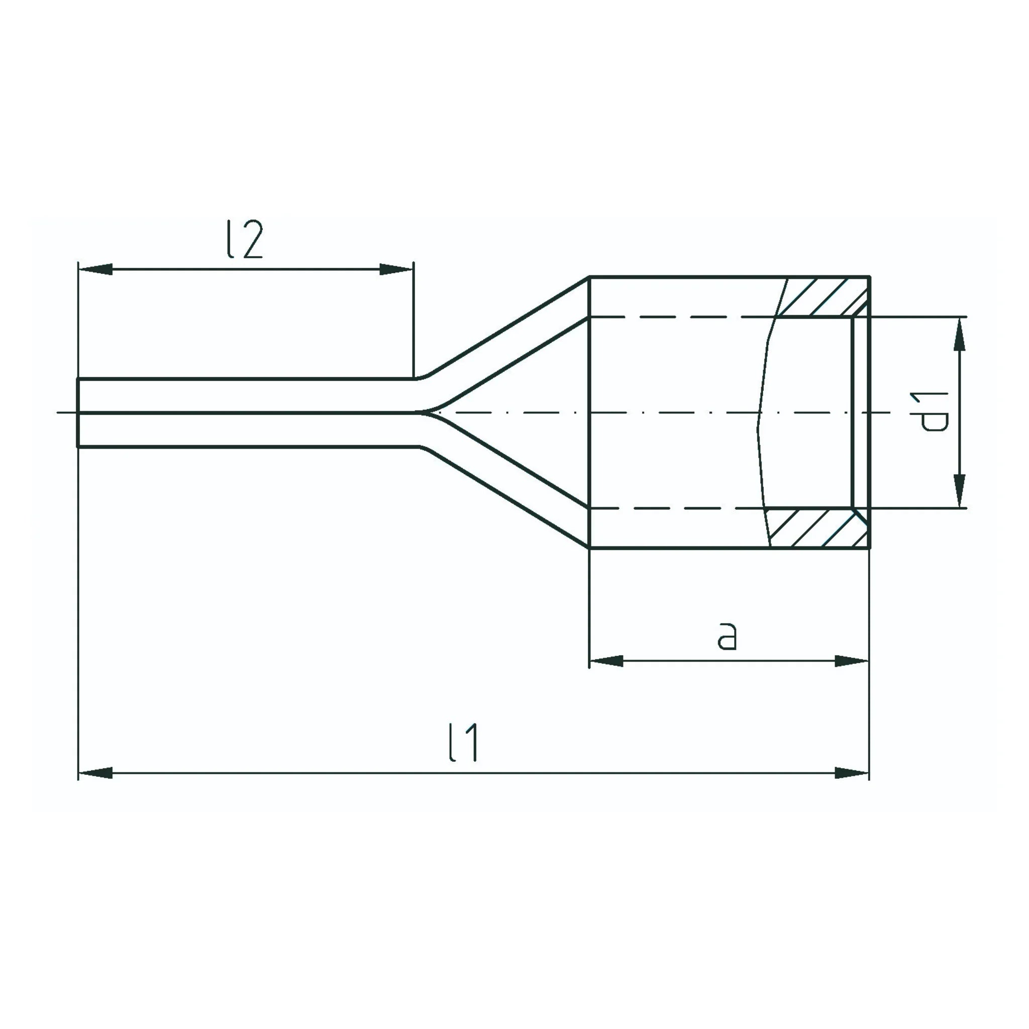 Strichzeichnung Quetschkabelschuh Stiftform unisoliert Intercable Tools 180365