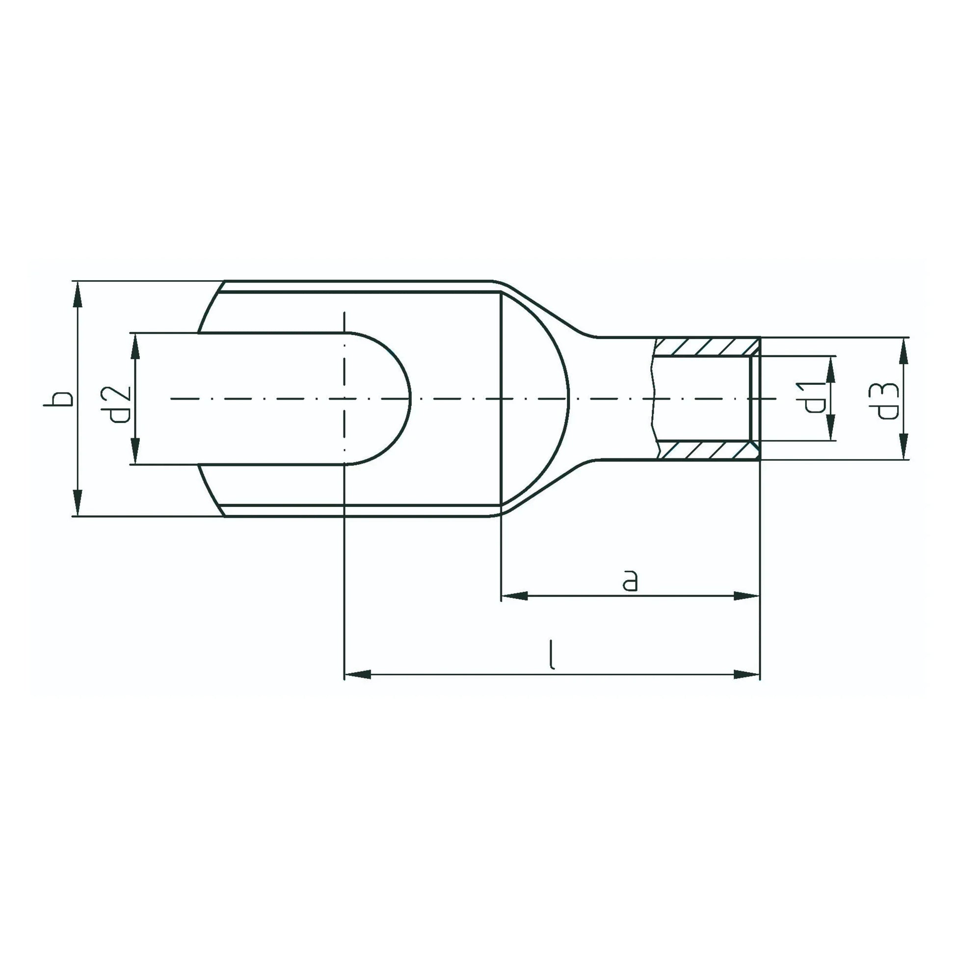Strichzeichnung Rohrkabelschuh Gabelform Intercable Tools 181453