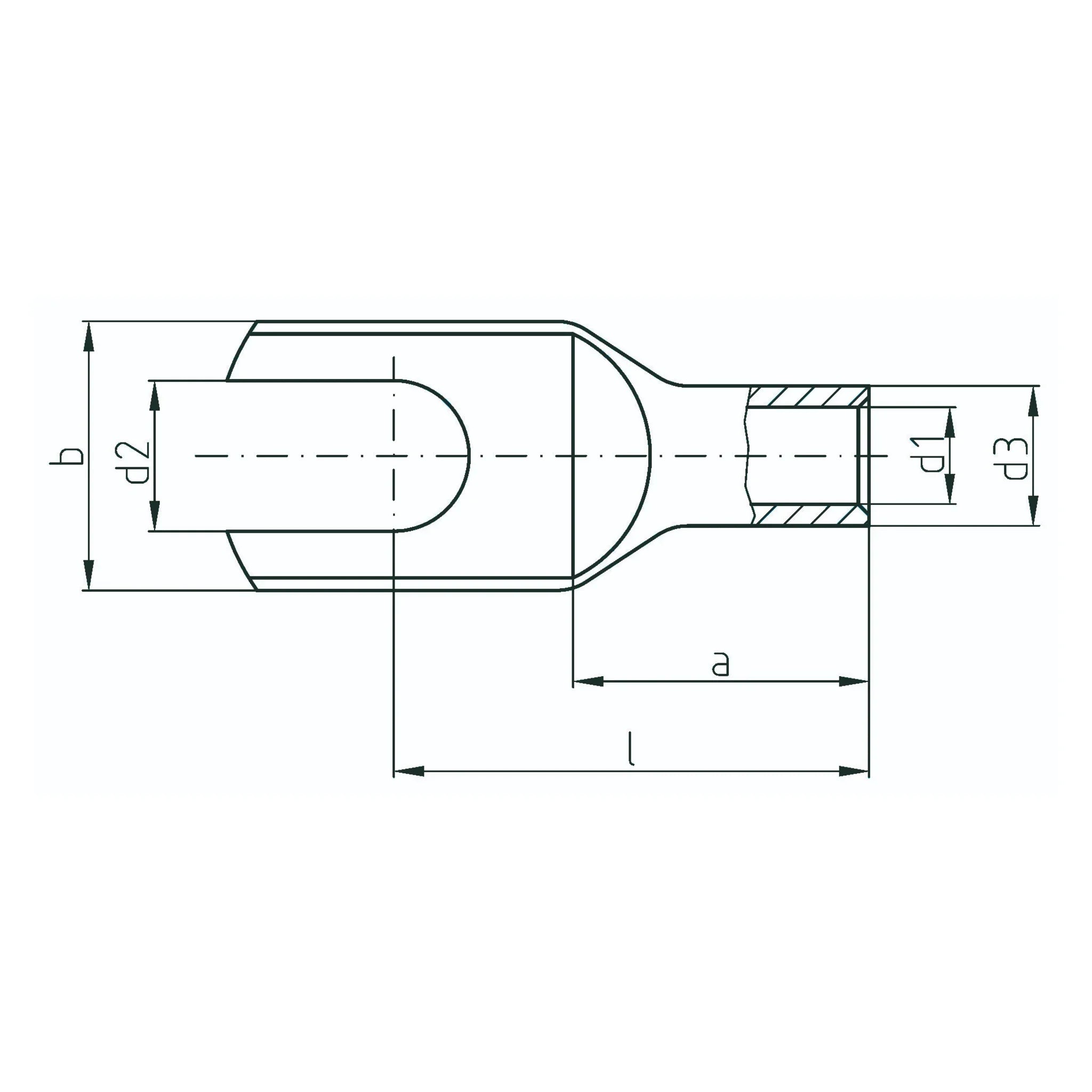 Strichzeichnung Rohrkabelschuh Gabelform Intercable Tools 181453