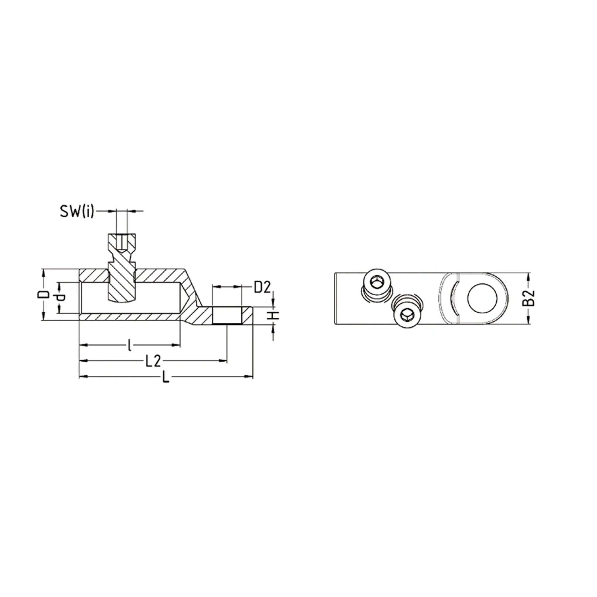 Strichzeichnung Schraubkabelschuh Al/Cu Intercable Tools 182479