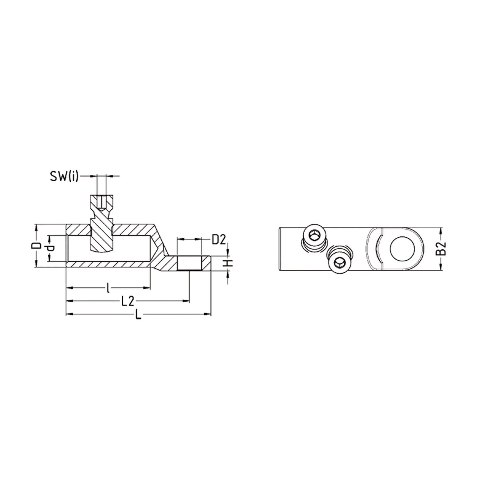 Strichzeichnung Schraubkabelschuh Al/Cu Intercable Tools 182479