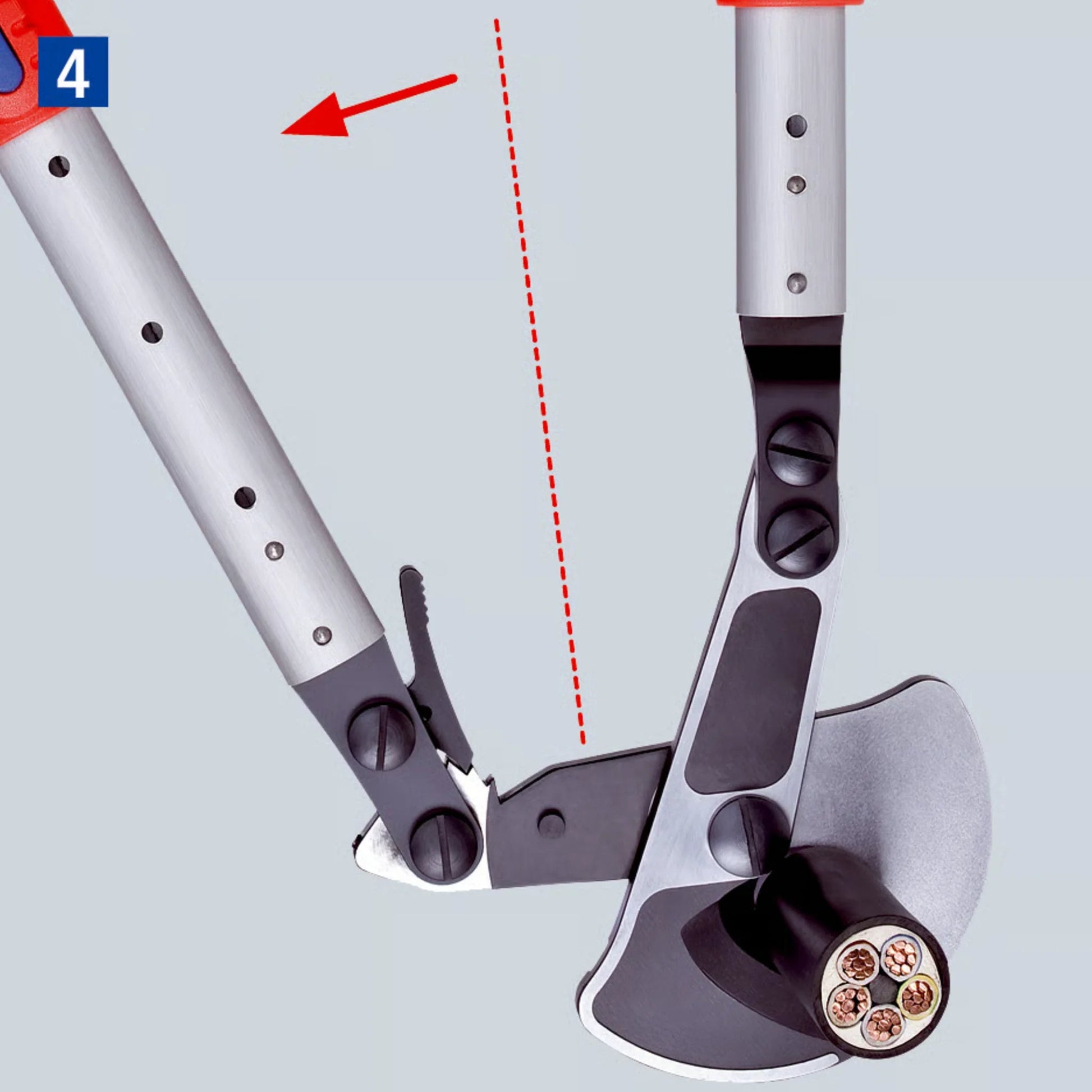 Kabelschere (Ratschenprinzip) mit Teleskopgriffe Länge 570 - 770mm Kopf brüniert 2K - Hülle Knipex 9532038 von Knipex bei Kabelkaufhaus - 4003773071556 - 9532038 - Kabelschere