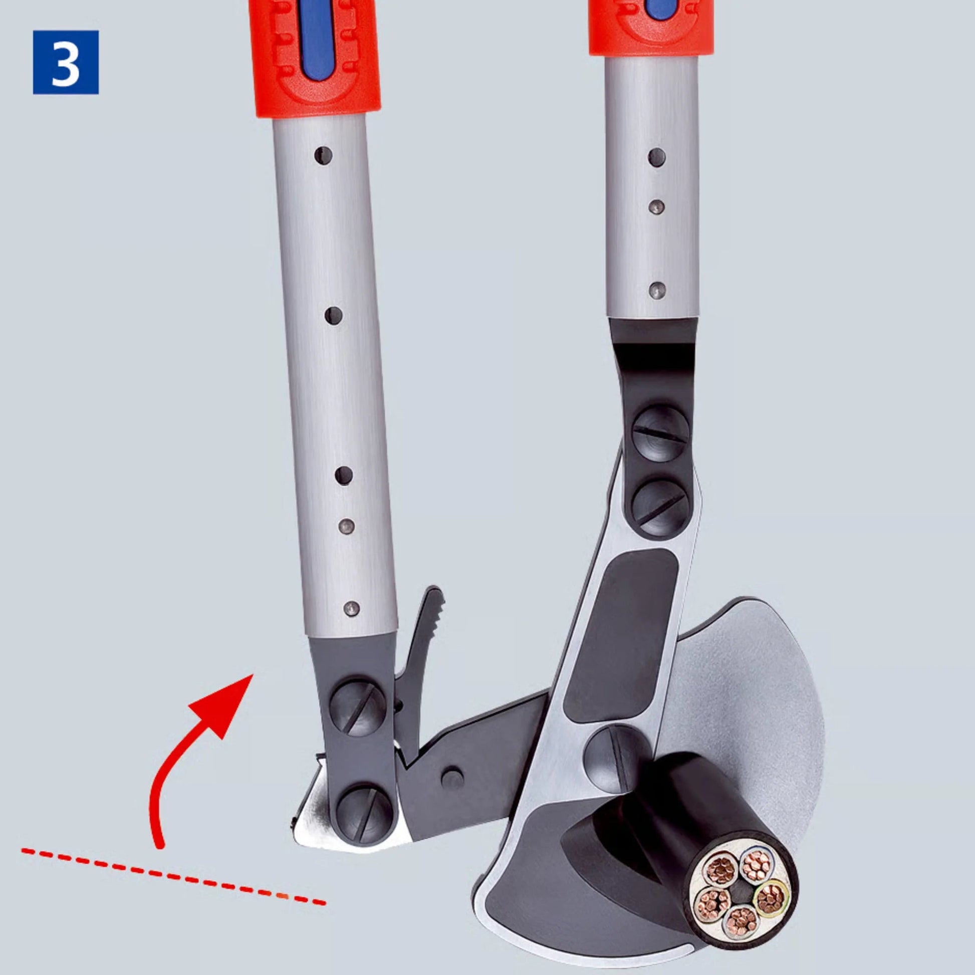 Kabelschere (Ratschenprinzip) mit Teleskopgriffe Länge 570 - 770mm Kopf brüniert 2K - Hülle Knipex 9532038 von Knipex bei Kabelkaufhaus - 4003773071556 - 9532038 - Kabelschere