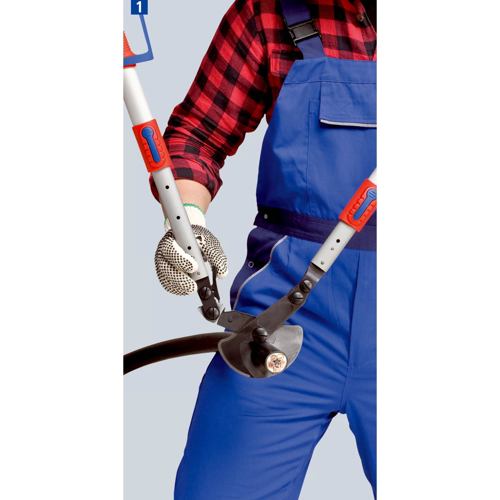 Kabelschere (Ratschenprinzip) mit Teleskopgriffe Länge 570 - 770mm Kopf brüniert 2K - Hülle Knipex 9532038 von Knipex bei Kabelkaufhaus - 4003773071556 - 9532038 - Kabelschere