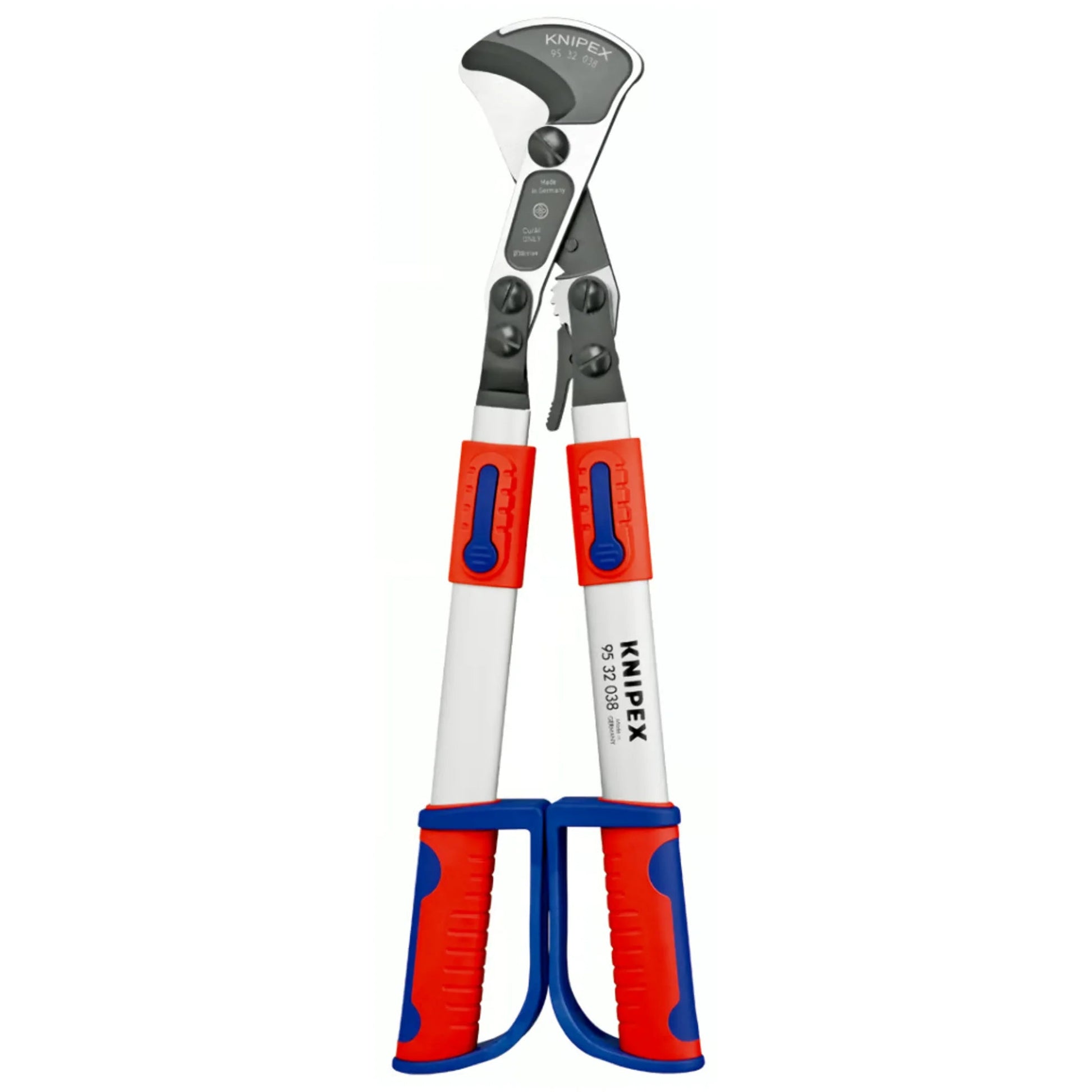Kabelschere (Ratschenprinzip) mit Teleskopgriffe Länge 570 - 770mm Kopf brüniert 2K - Hülle Knipex 9532038 von Knipex bei Kabelkaufhaus - 4003773071556 - 9532038 - Kabelschere