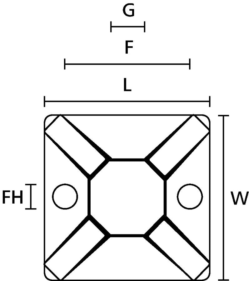 Klebesockel für Kabelbinder MB3APT-A-PA66-BK – Maßzeichnung