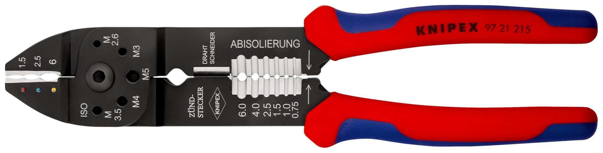 Knipex Crimpzange fuer isolierte Kabelschuhe & Verbinder 230 mm 97 21 215 von Knipex bei Kabelkaufhaus - 4003773019688 - 97 21 215 - Crimpzange