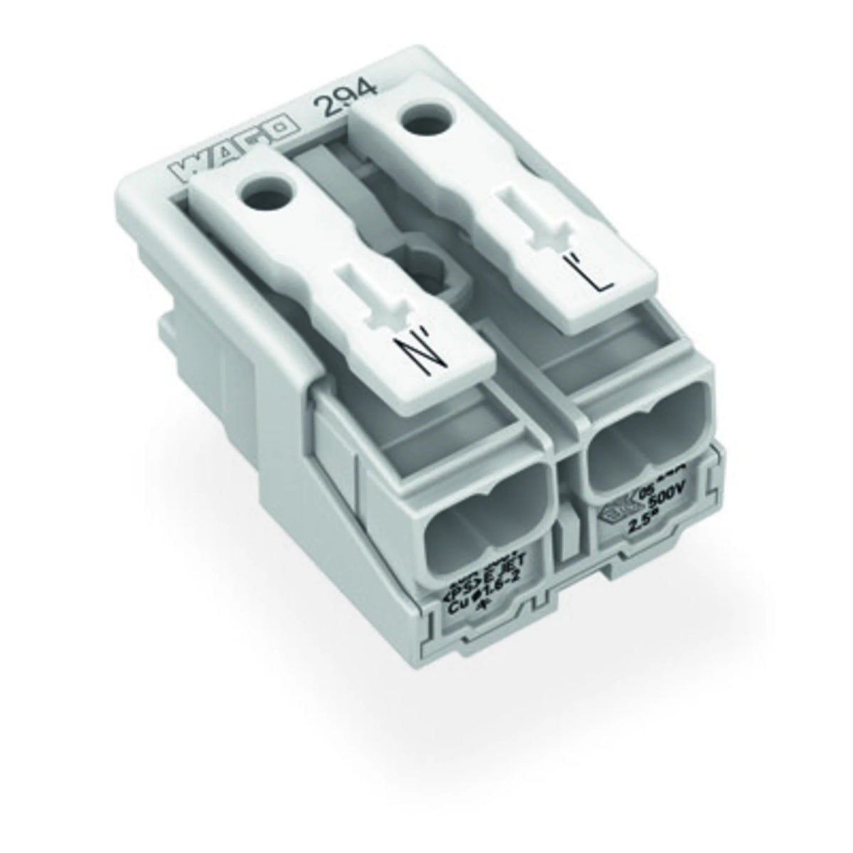Leuchtenanschlussklemme Serie 294, 2- bis 5-polig, bedruckt, 2,5 mm² von WAGO Klemmen bei Kabelkaufhaus - 4050821098188 - 294-5022 - Ein- und mehrpolige Klemmenleiste