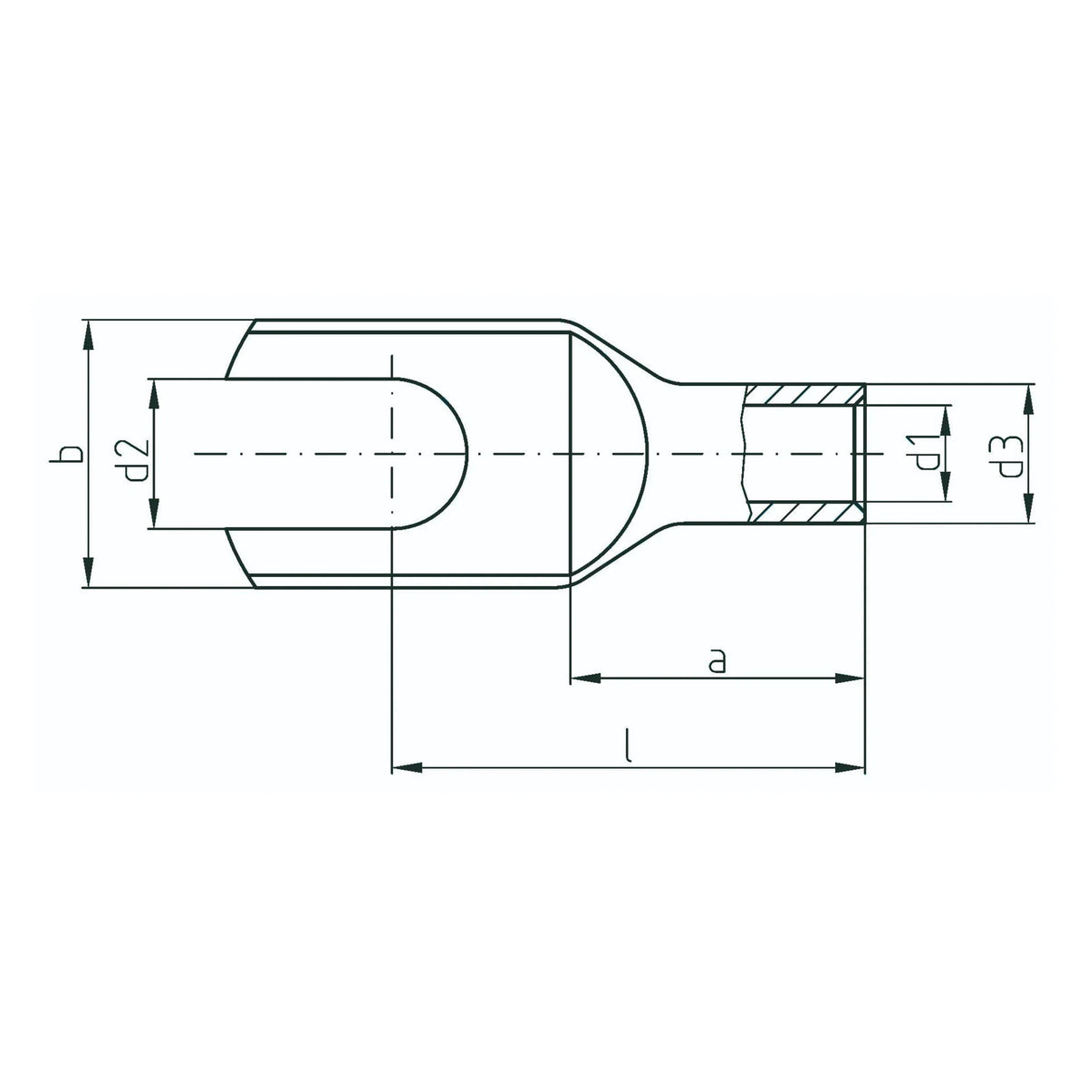 Strichzeichnung Rohrkabelschuh Gabelform Intercable Tools 181453