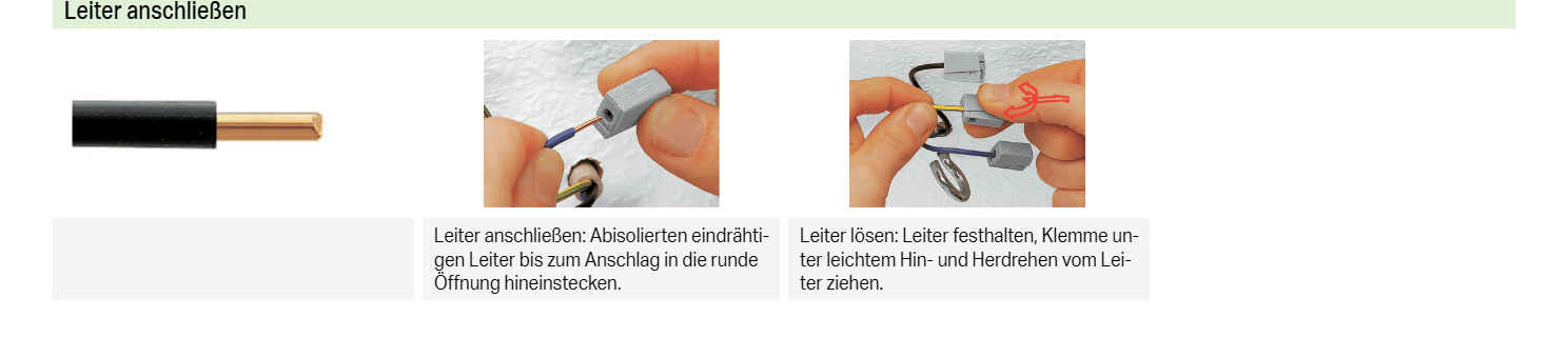Schritt 3: Installationsseite anschließen (PUSH WIRE, runde Öffnung)